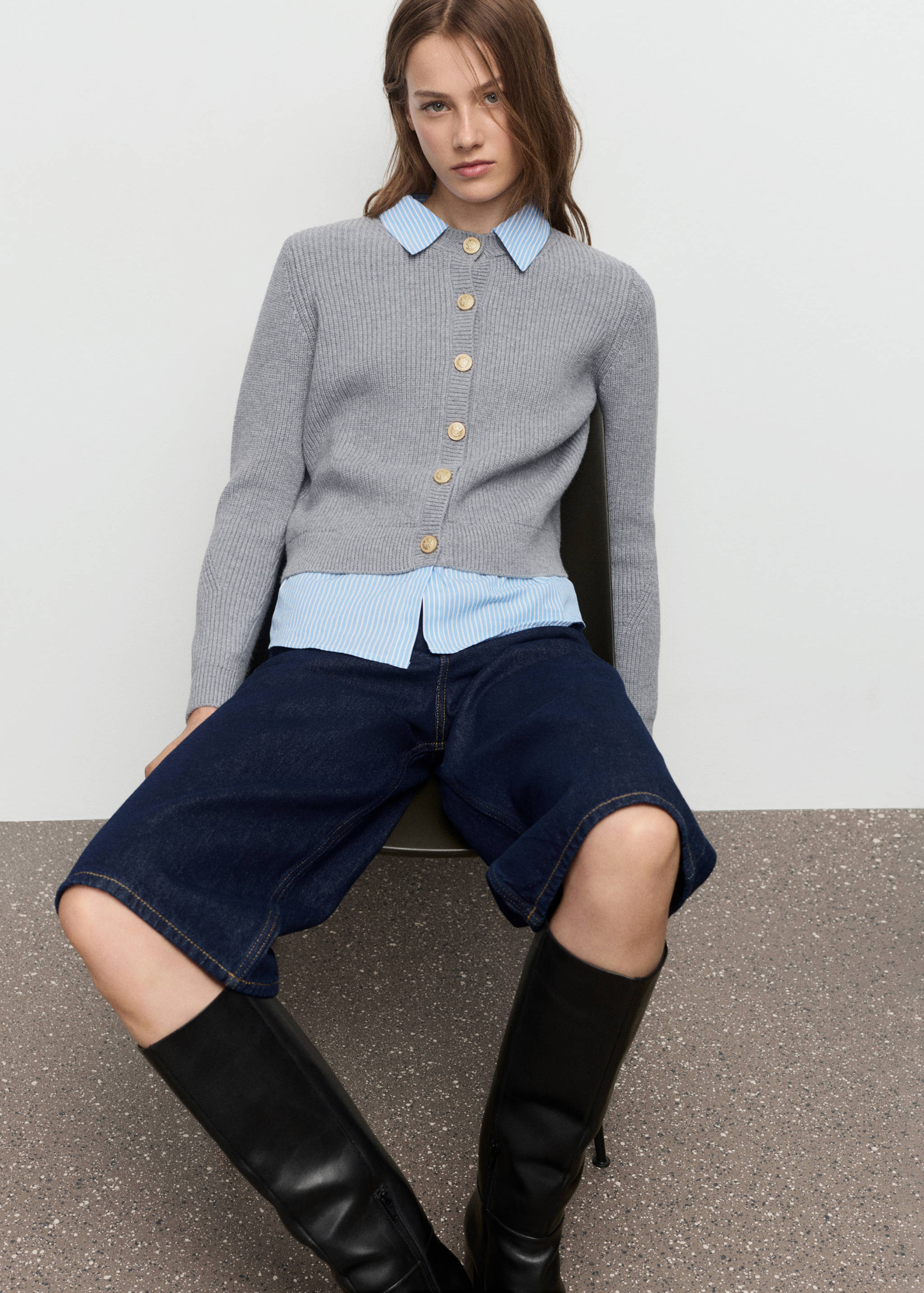 Combined knitted cardigan - Details of the article 2