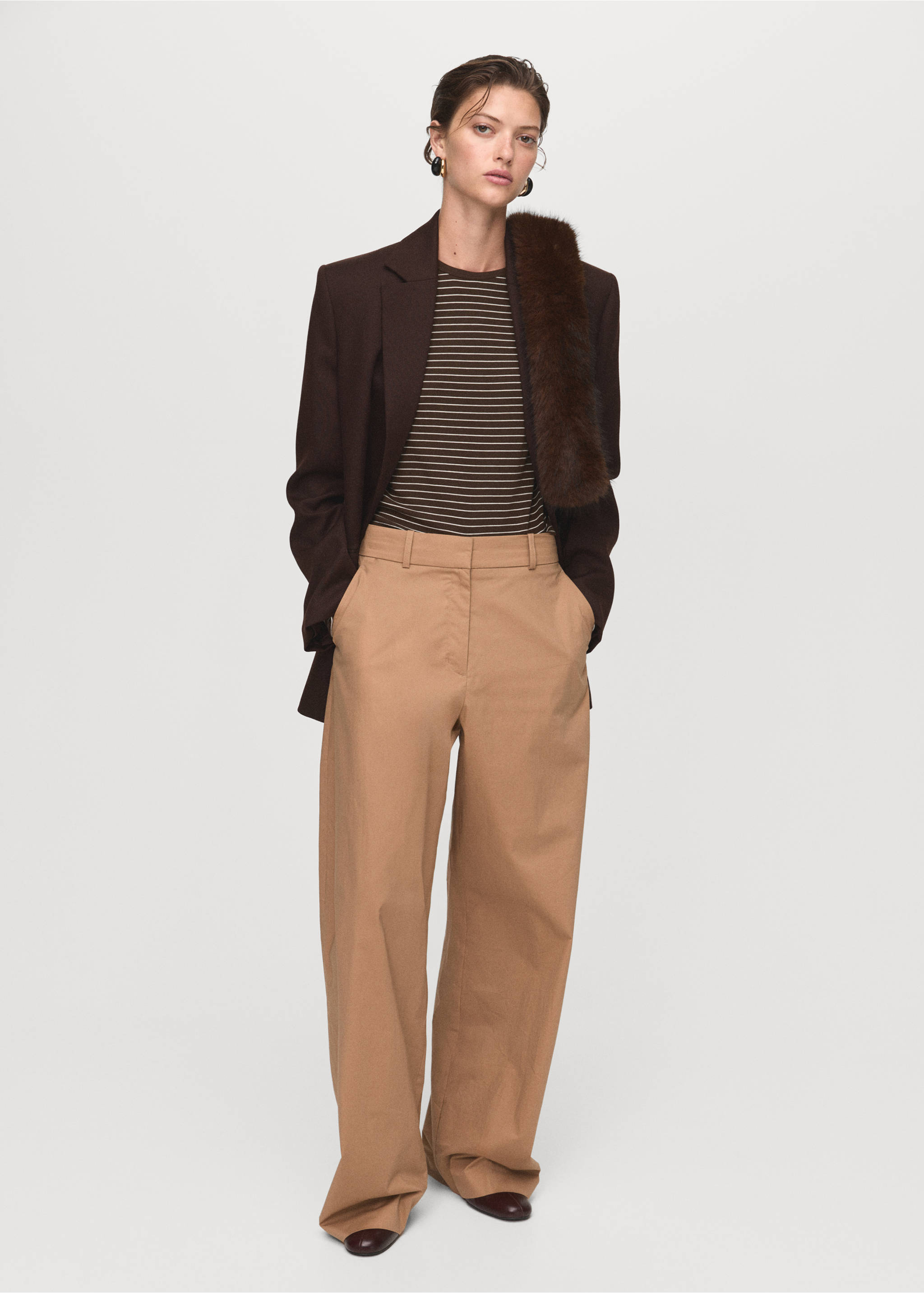 Long-sleeved striped t-shirt - General plane, Brown. Ref: 17035797-00.