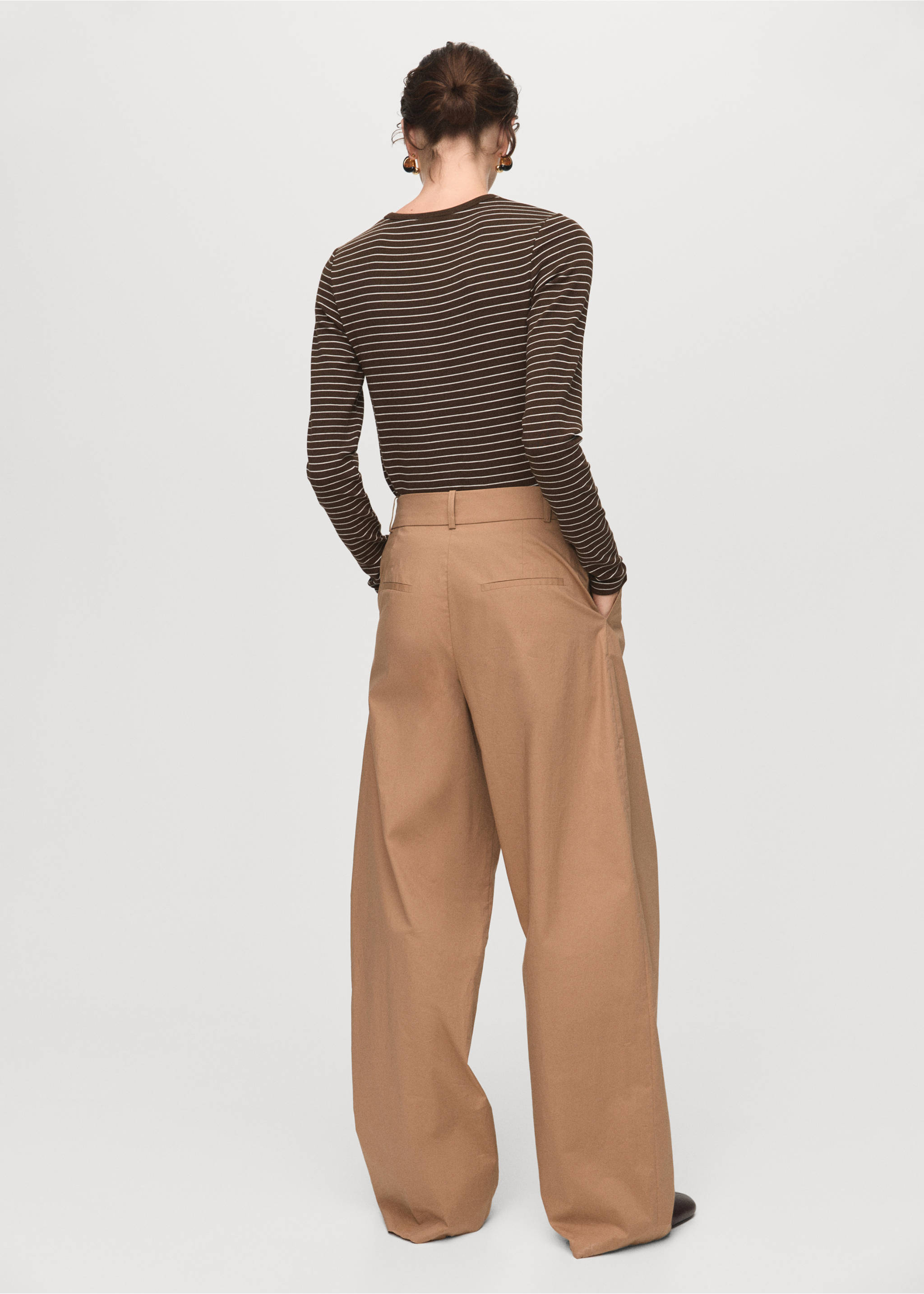Long-sleeved striped t-shirt - Reverse of the article, Brown. Ref: 17035797-00.