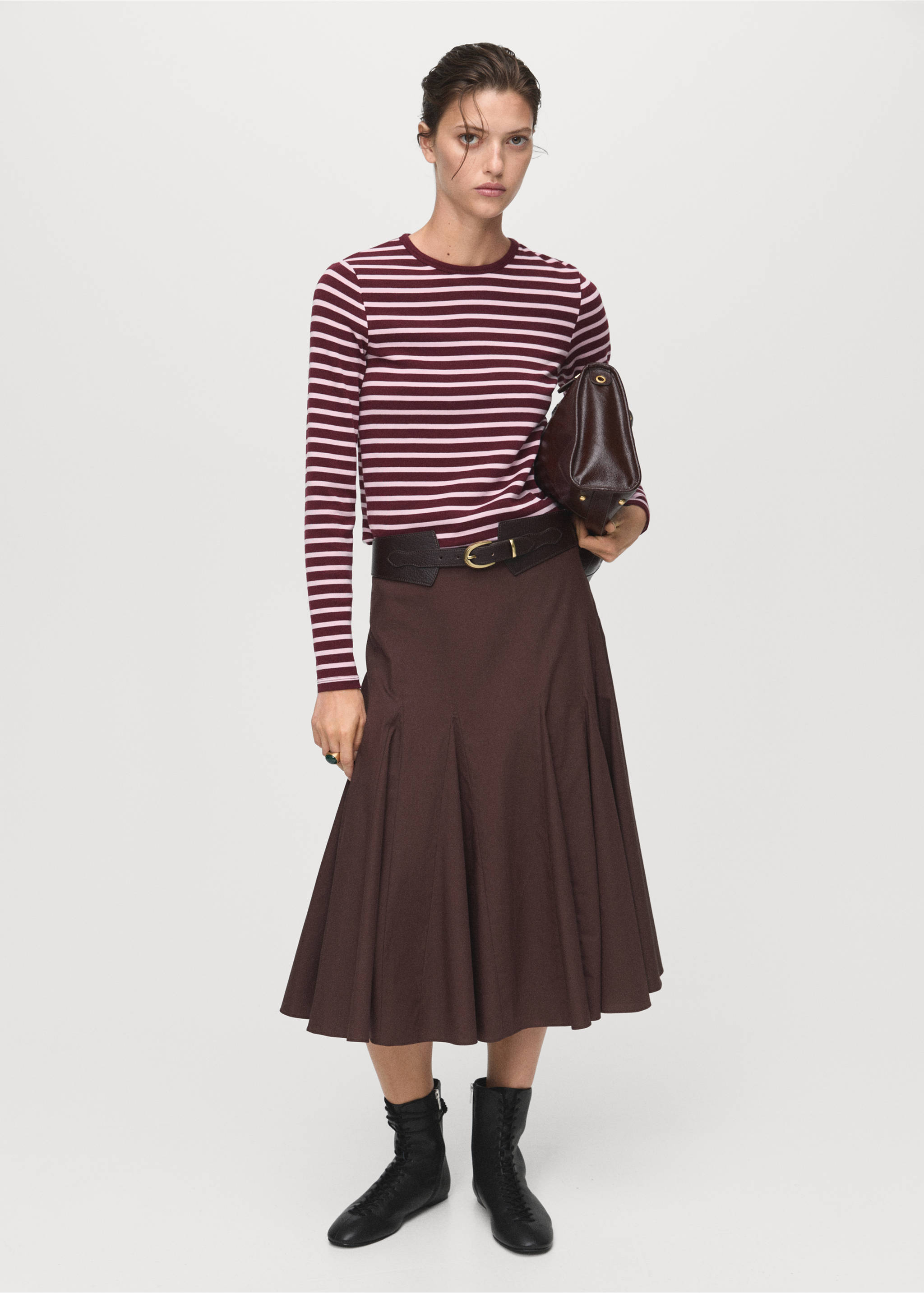 Long-sleeved striped t-shirt - General plane, Pastel Pink. Ref: 17035797-00.