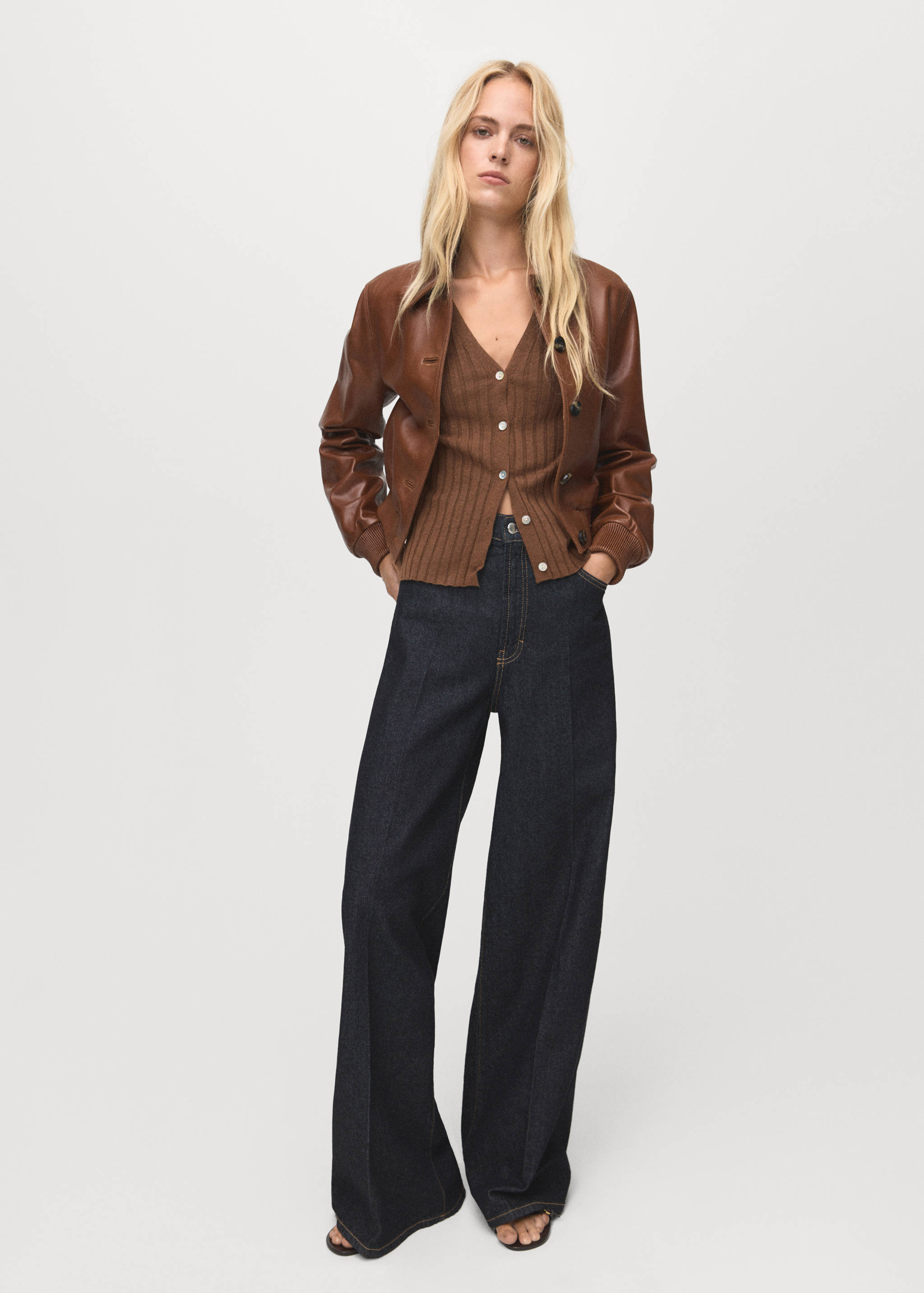 Fine rib knit cardigan - General plane