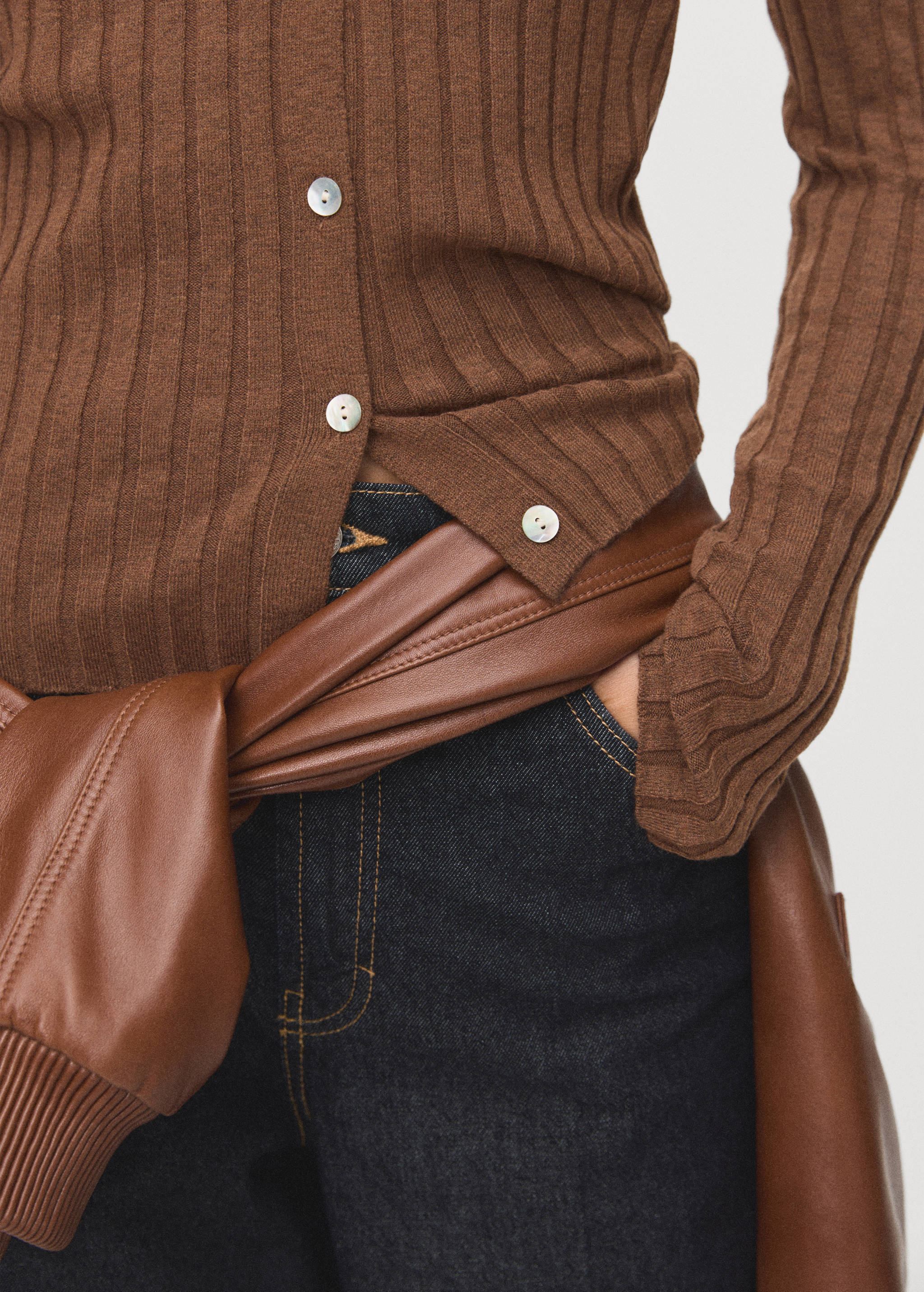 Fine rib knit cardigan - Details of the article 6