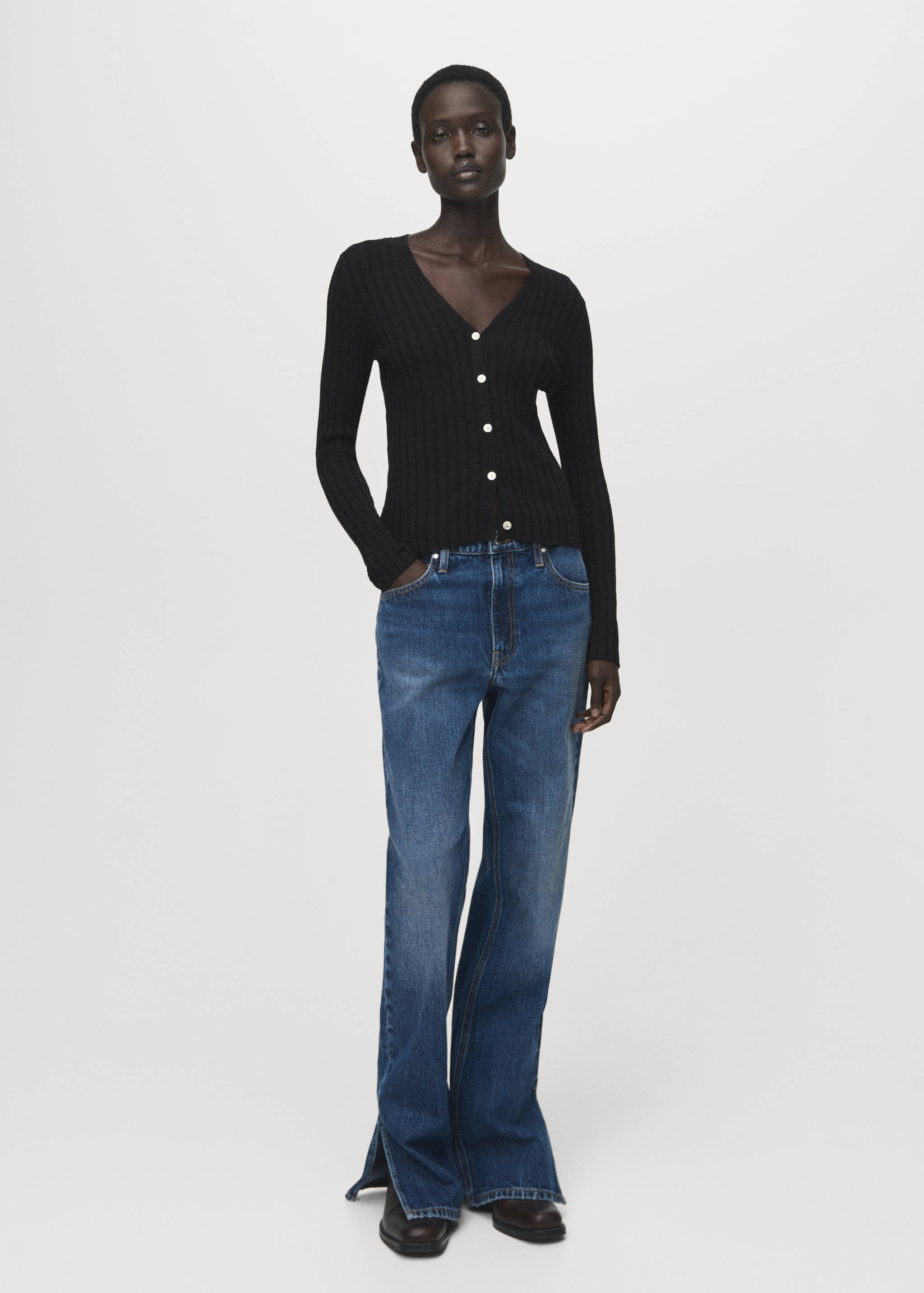 Fine rib knit cardigan - General plane