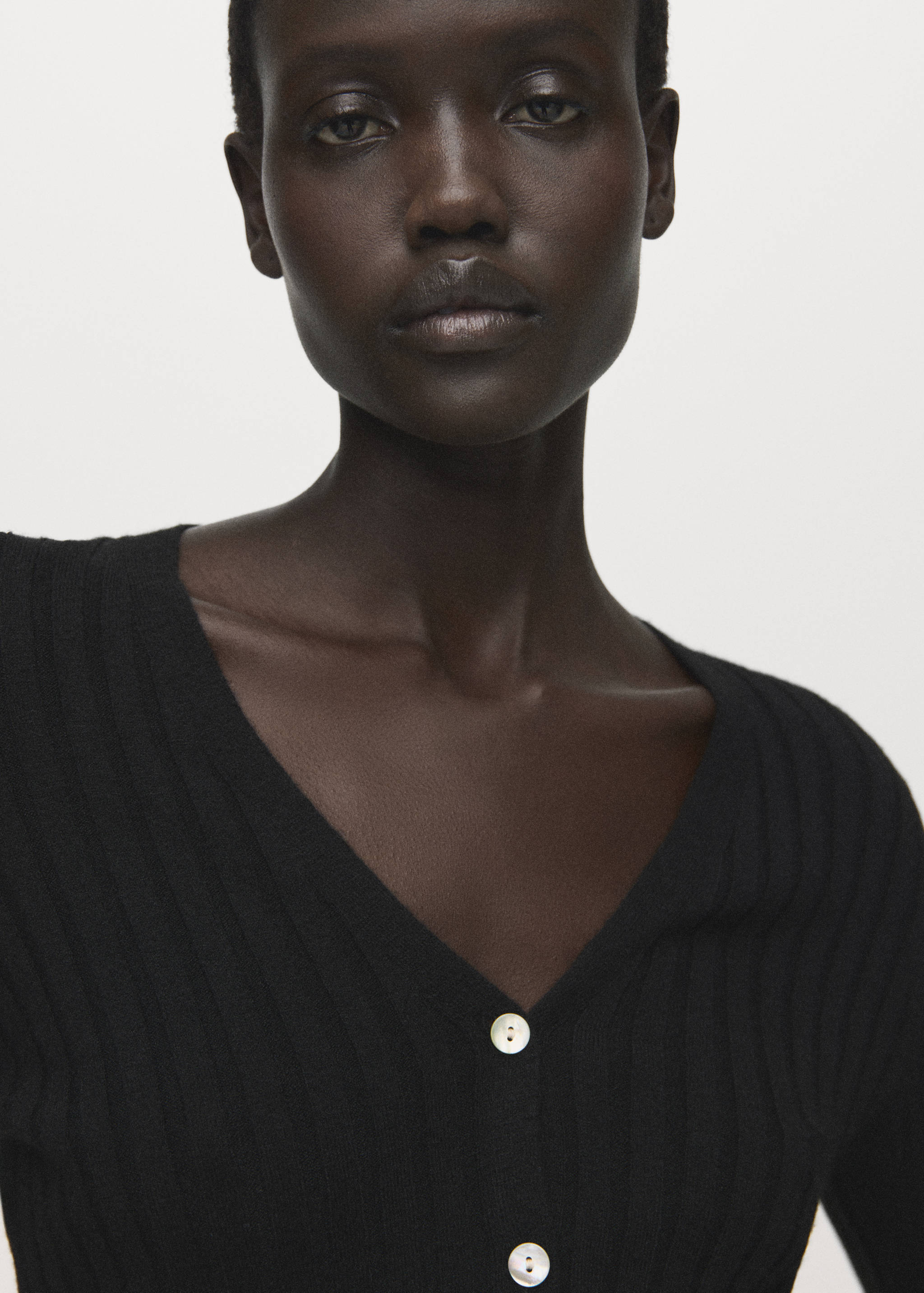 Fine rib knit cardigan - Details of the article 1