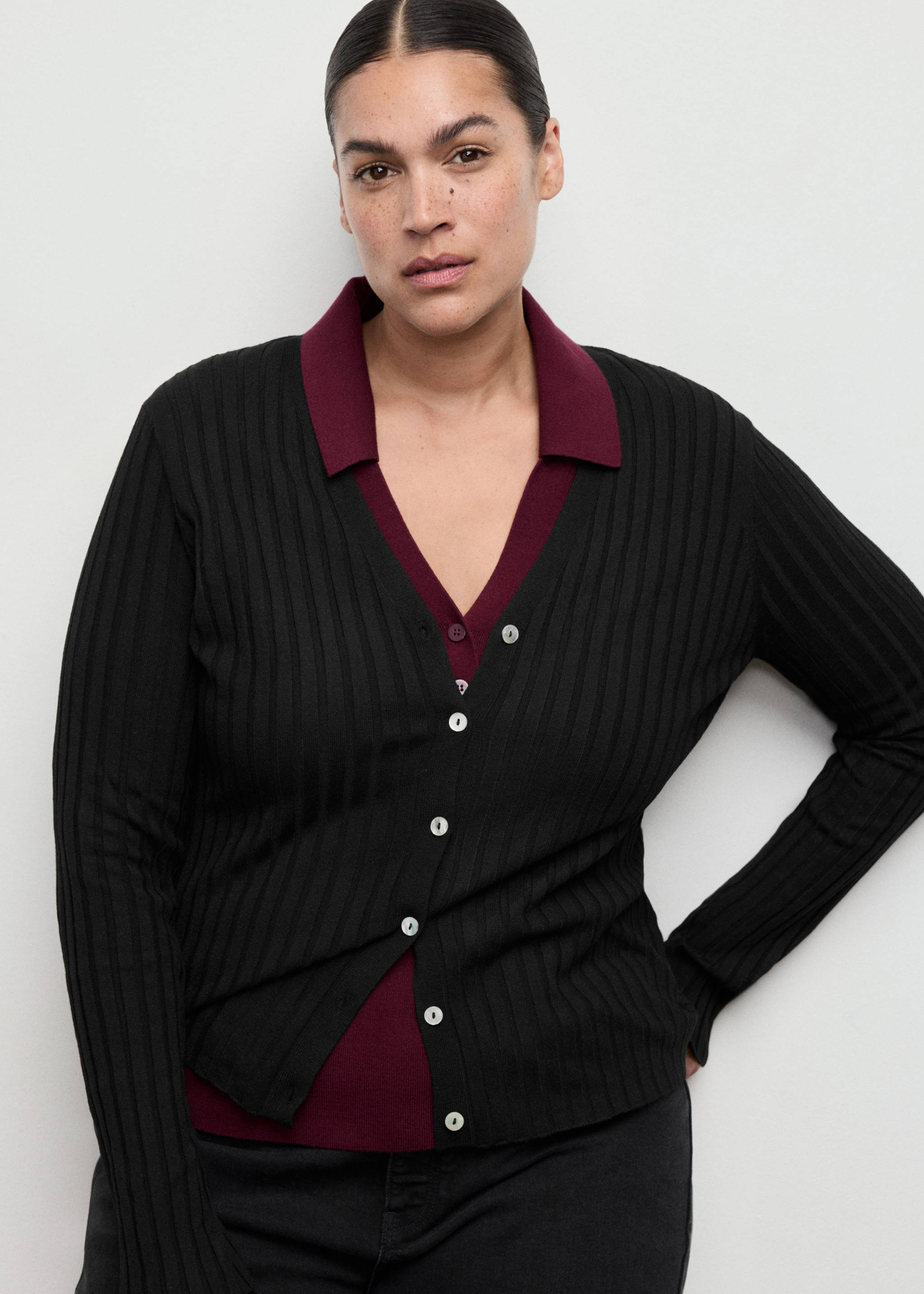 Fine rib knit cardigan - Details of the article 5