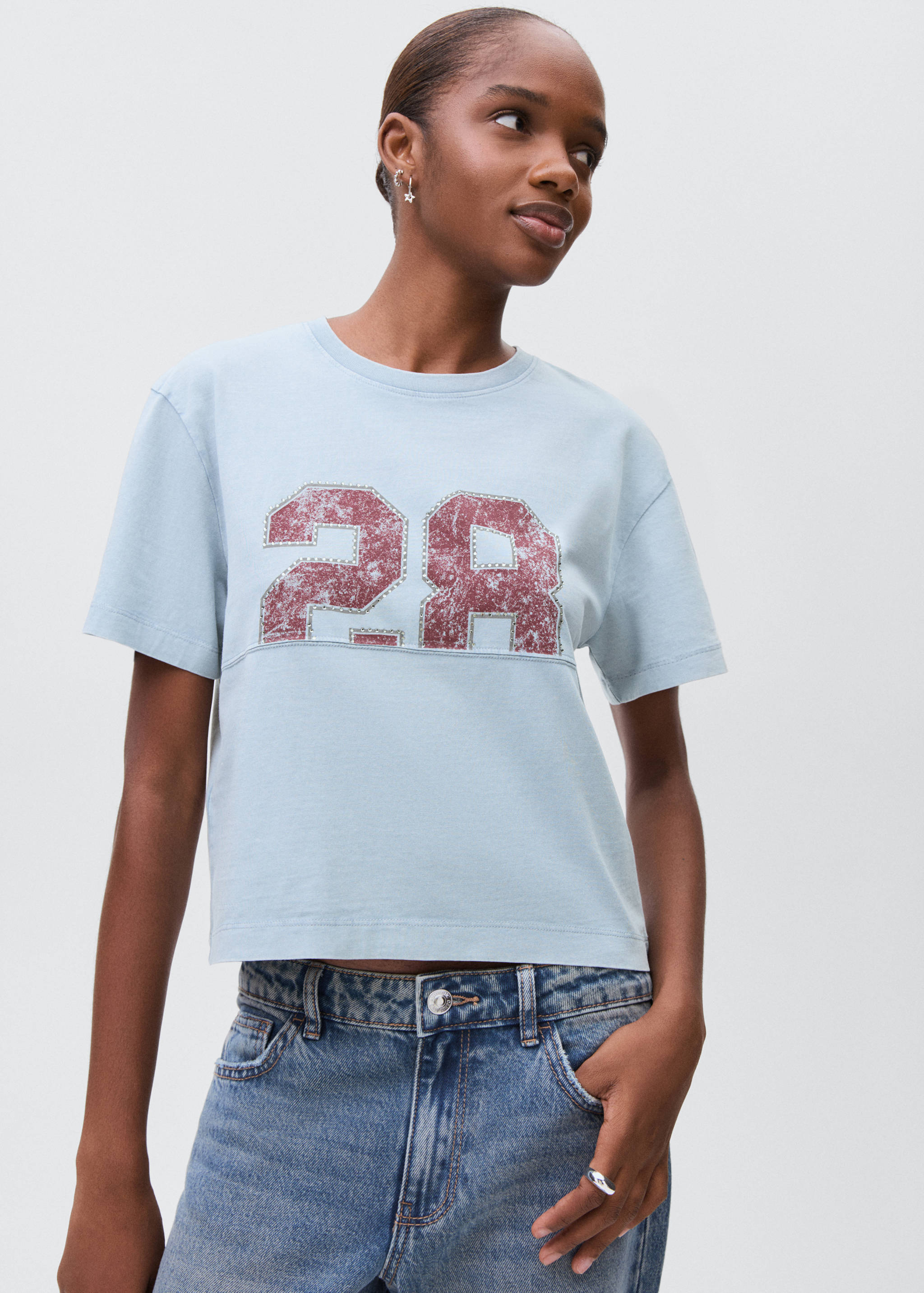 Printed cotton-blend t-shirt - Medium plane