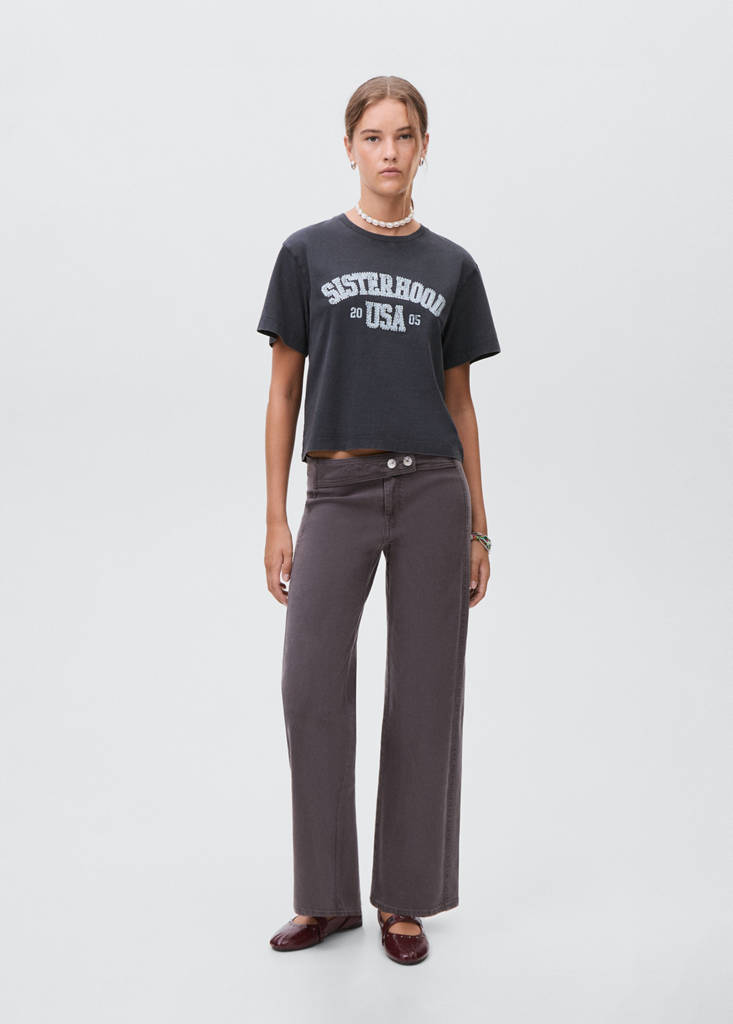 Printed cotton-blend t-shirt — Charcoal