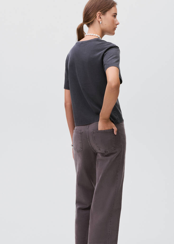 Printed cotton-blend t-shirt — Charcoal