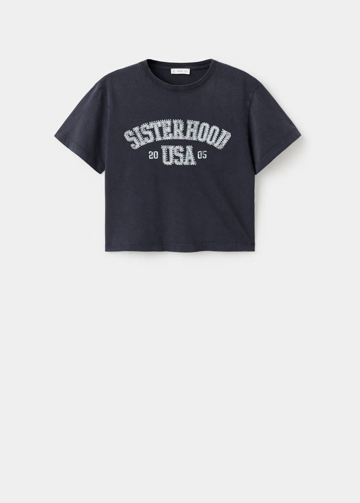 Printed cotton-blend t-shirt — Charcoal