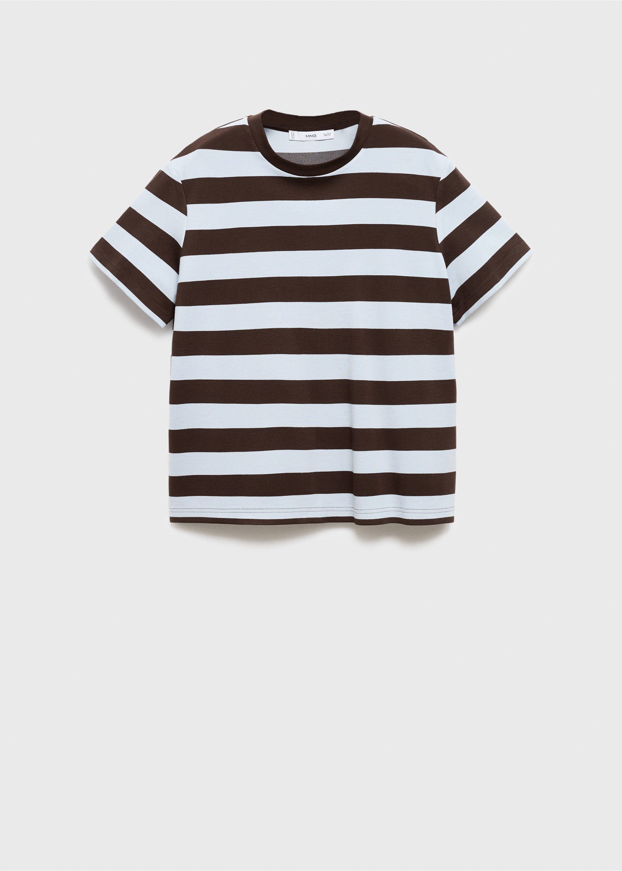 Striped short-sleeved t-shirt - Article without model, Brown. Ref: 17035803-00.