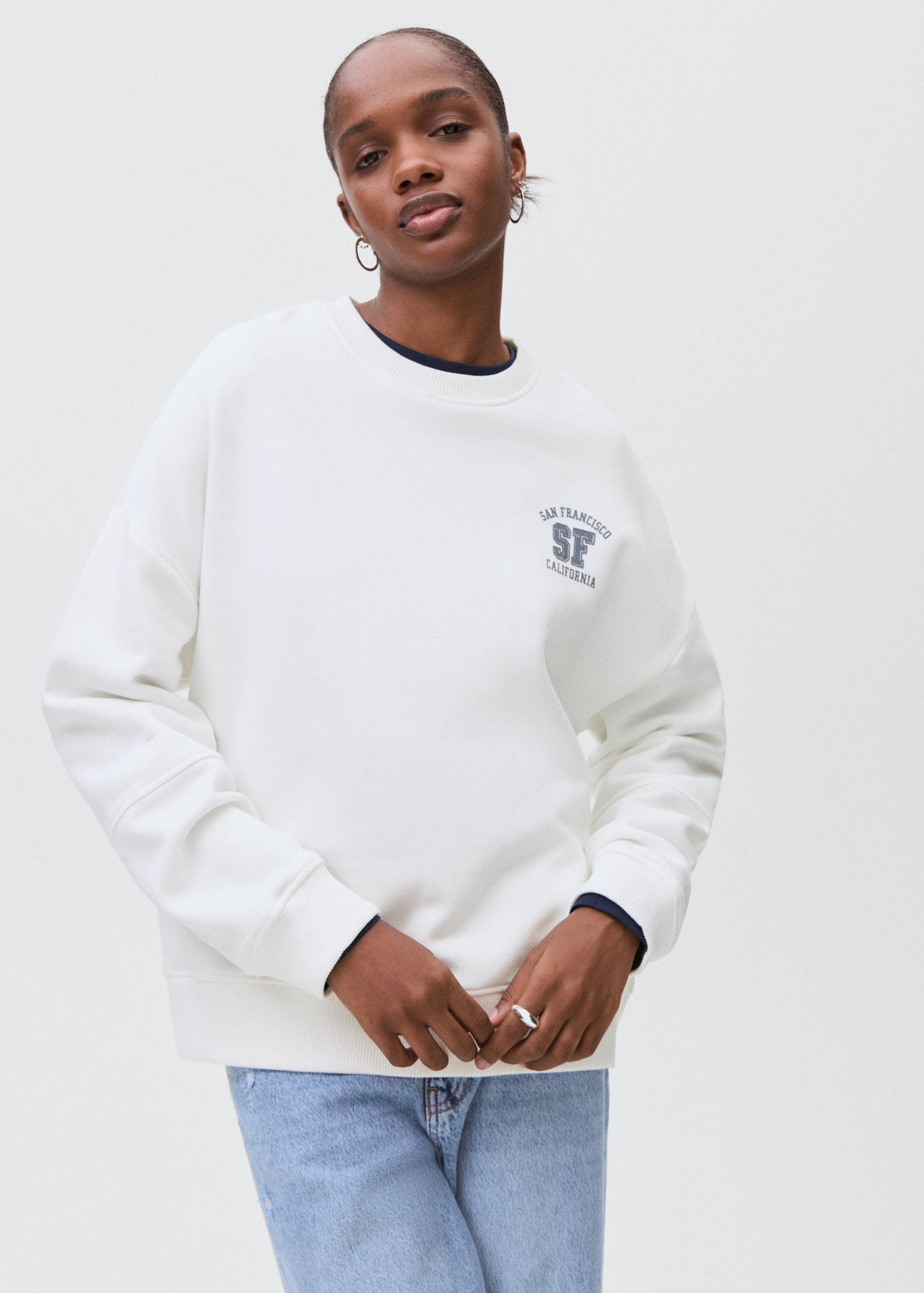 Gemustertes Baumwoll-Sweatshirt - Mittlere Ansicht