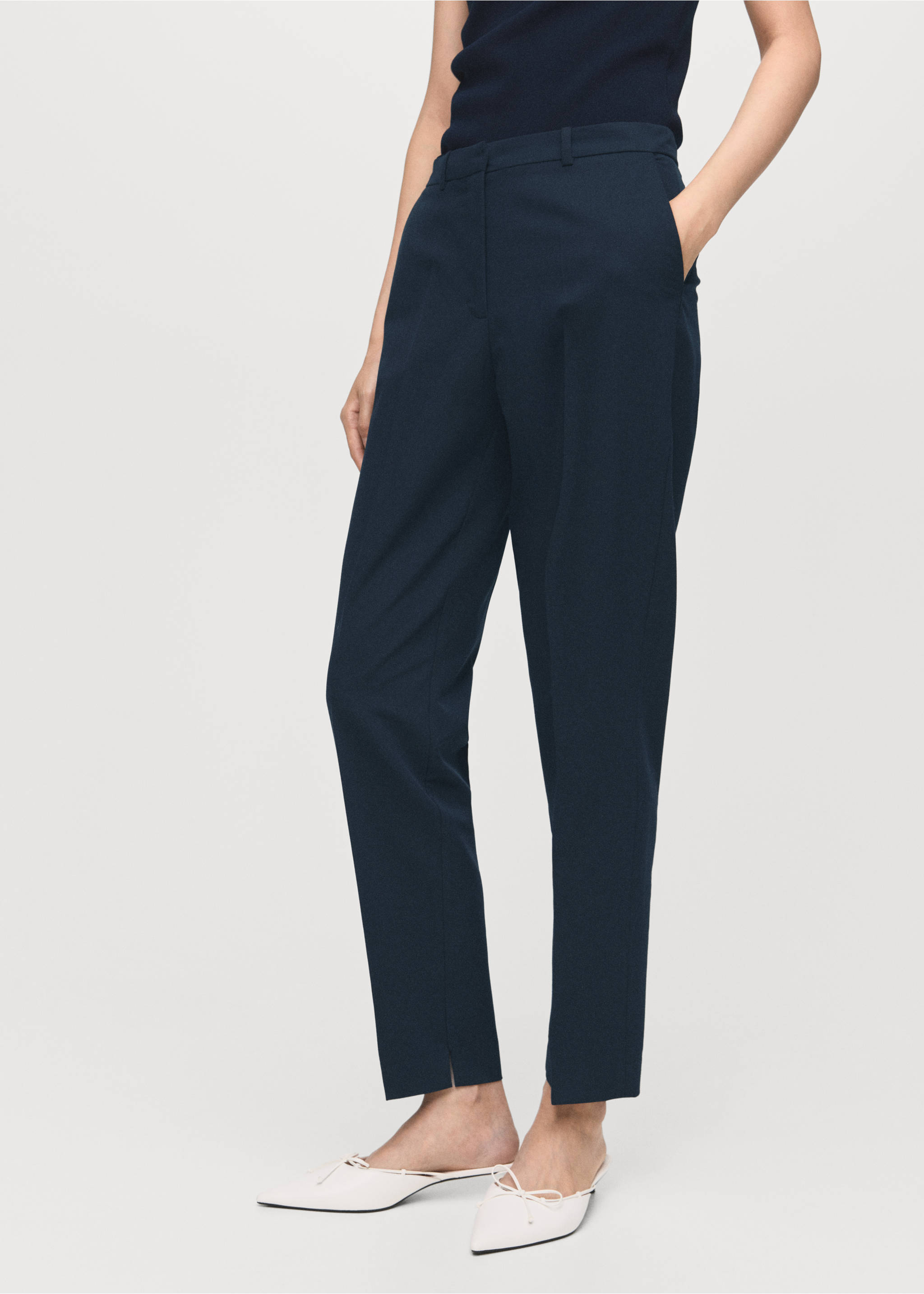 Pantalón recto traje - Plano medio, Azul marino. Ref: 17035806-00.