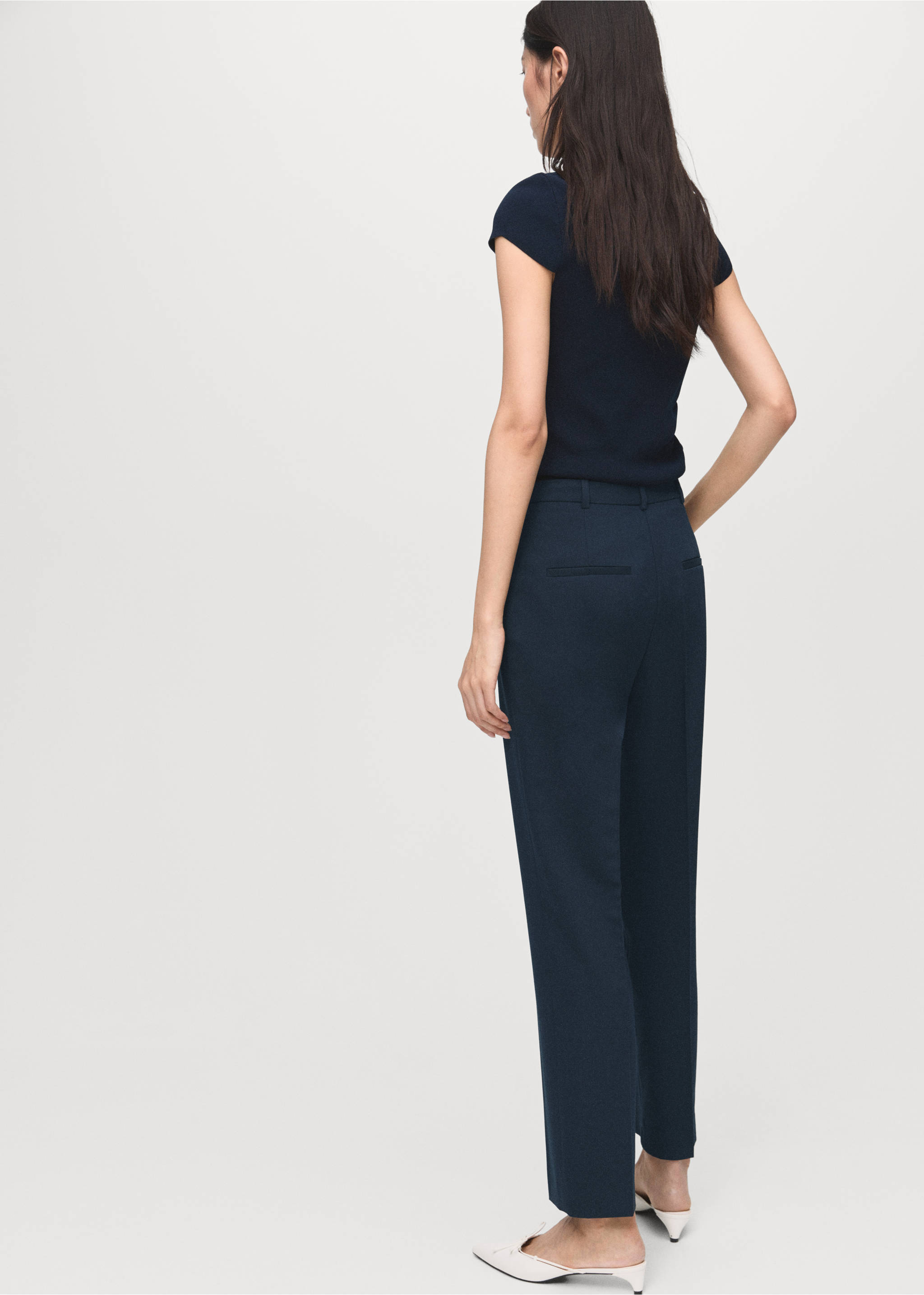 Pantalón recto traje - Reverso del artículo, Azul marino. Ref: 17035806-00.