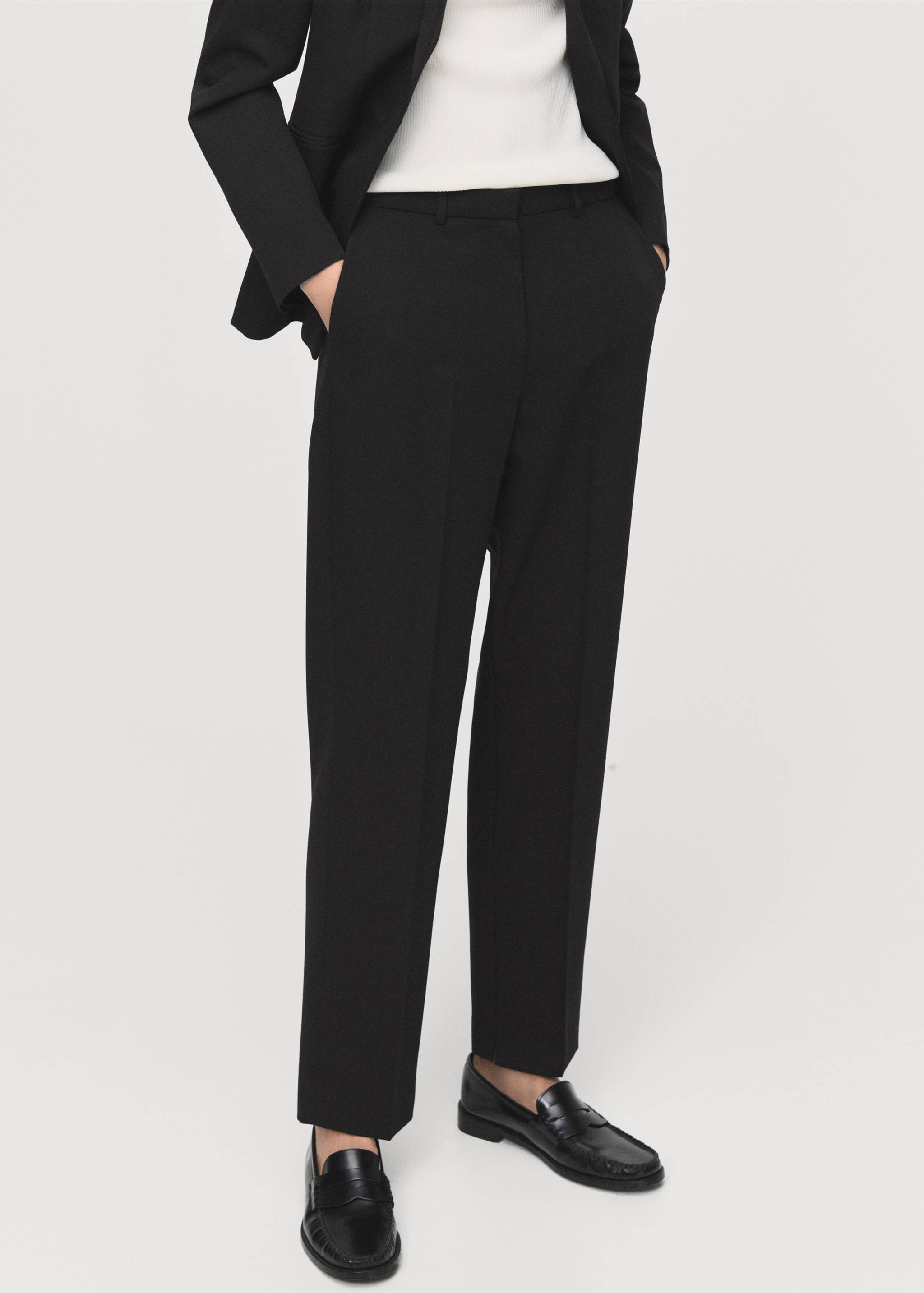 Straight suit trousers - Medium plane, Black. Ref: 17035806-00.