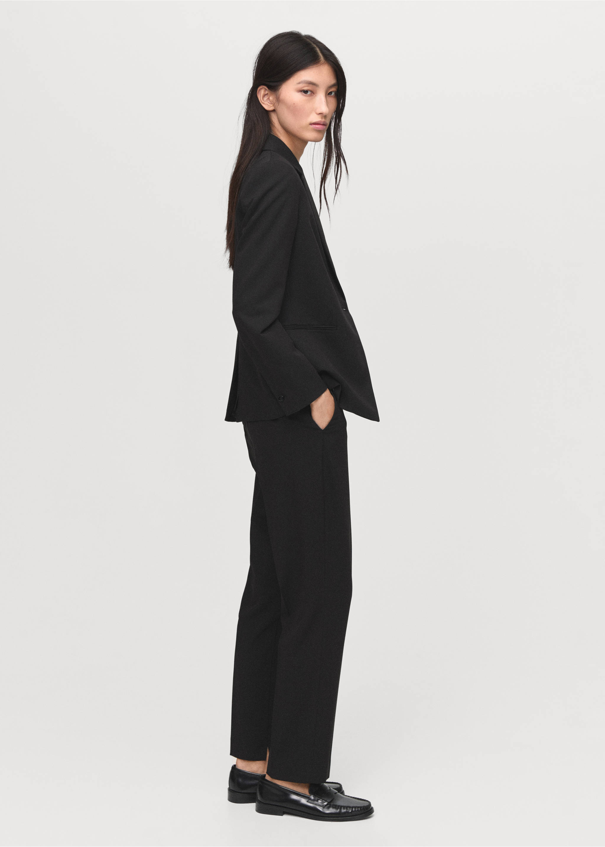 Straight suit trousers - Details of the article 2, Black. Ref: 17035806-00.