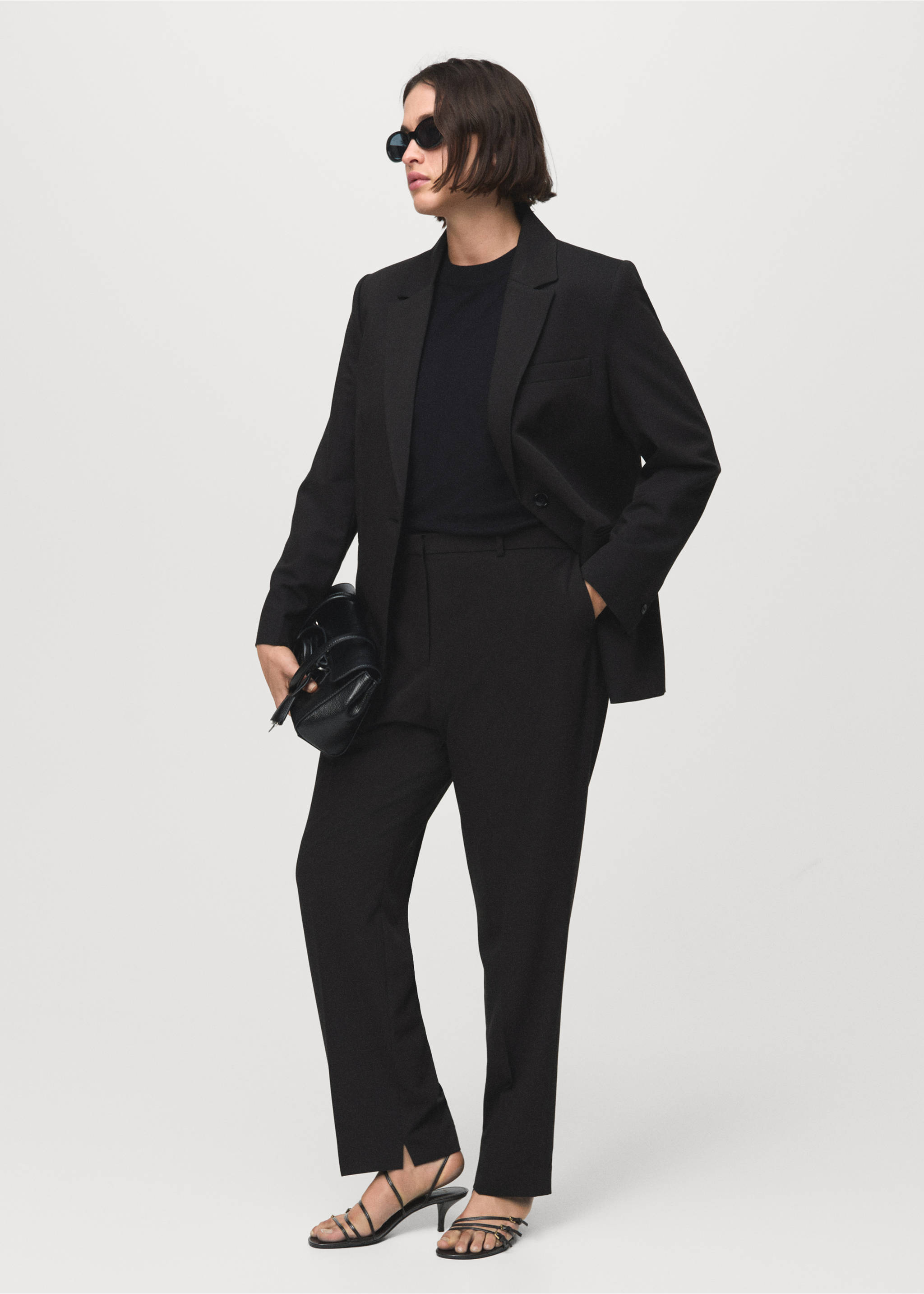 Straight suit trousers - Details of the article 6, Black. Ref: 17035806-00.