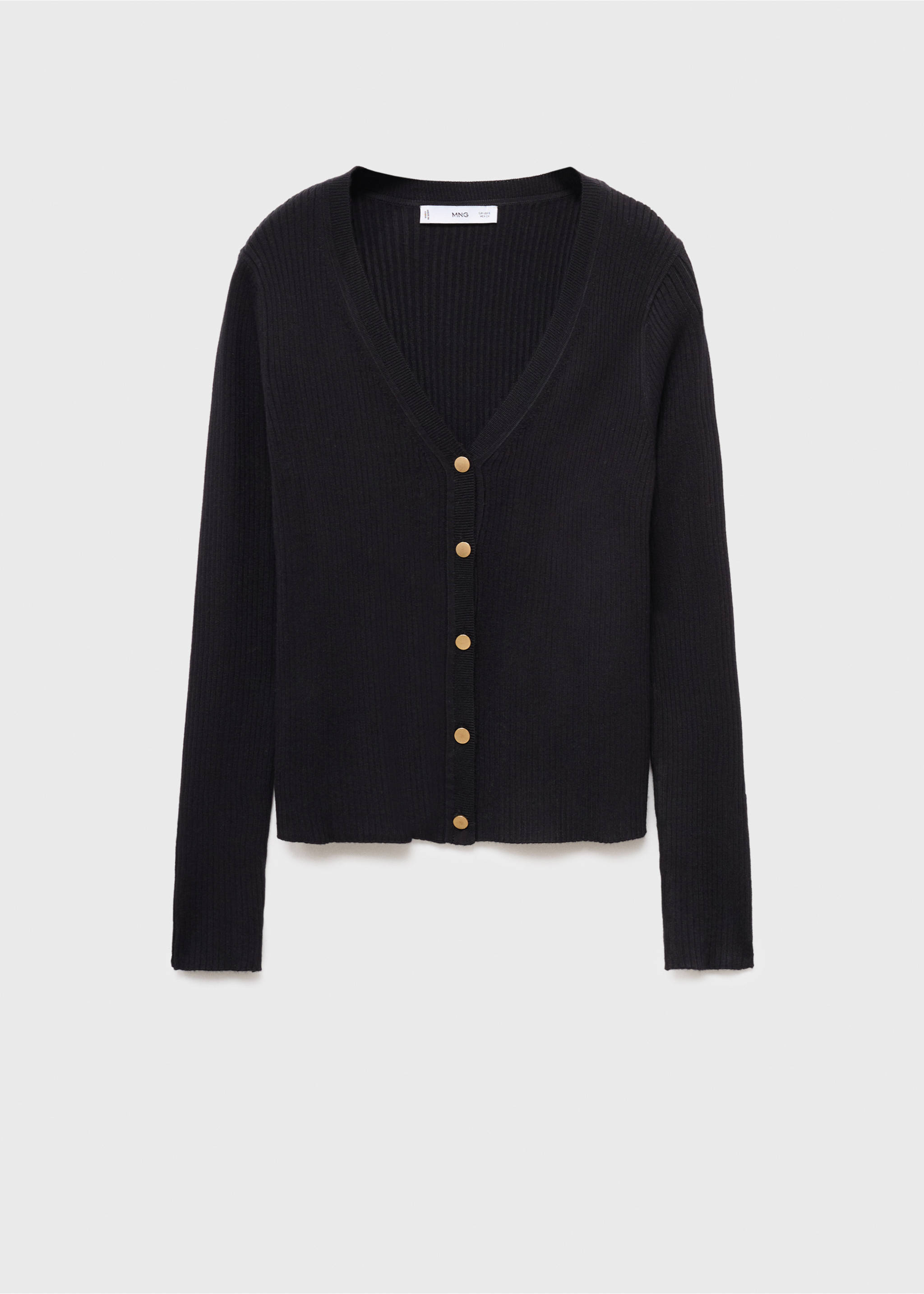 Ribbed buttoned cardigan - Article without model, Black. Ref: 17035810-00.