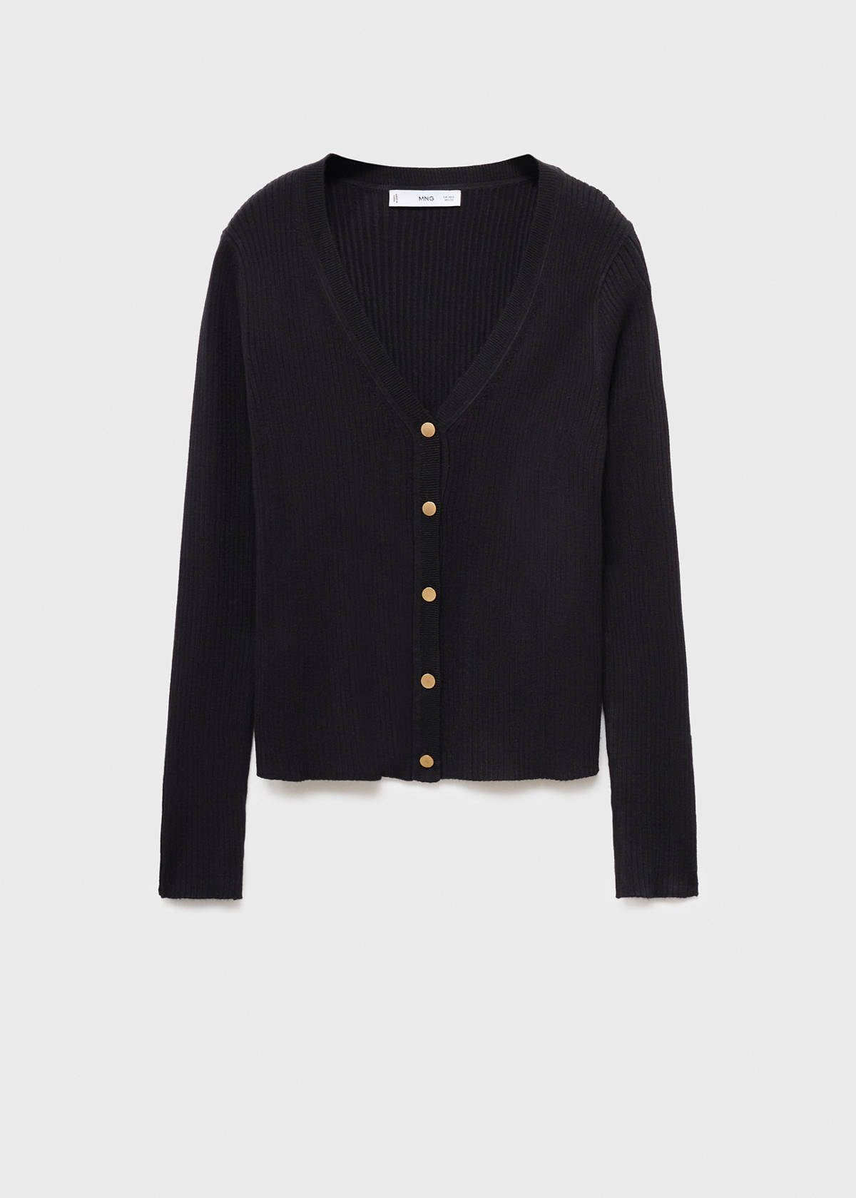 Ribbed buttoned cardigan — Black