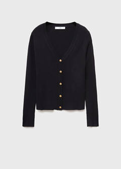 Ribbed buttoned cardigan — Black 7