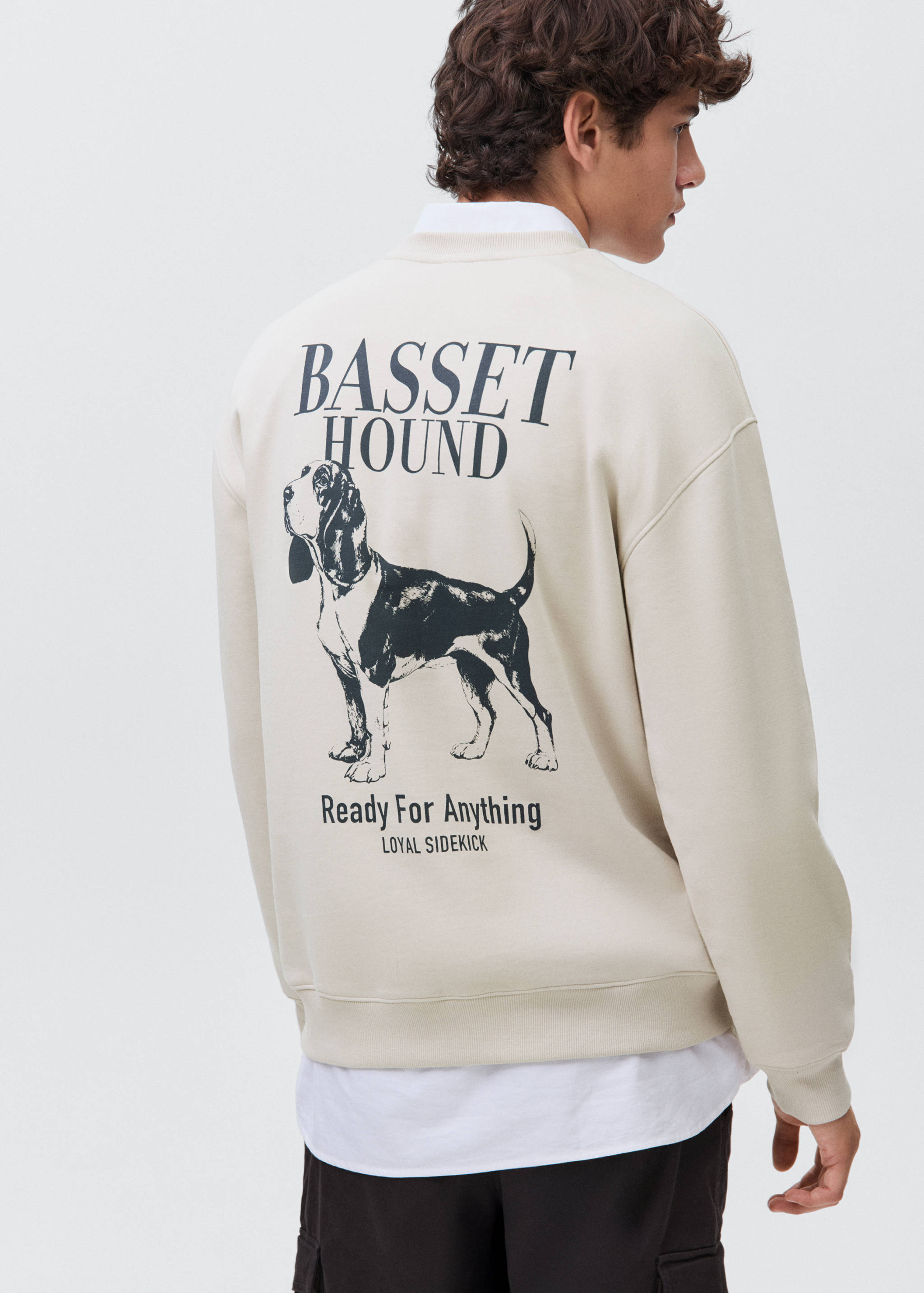 Принтованный свитшот из хлопка - Обратная сторона изделия