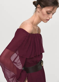 Strapless dress with ruffles — Burgundy 4