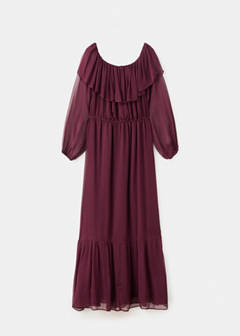 Strapless dress with ruffles — Burgundy 7