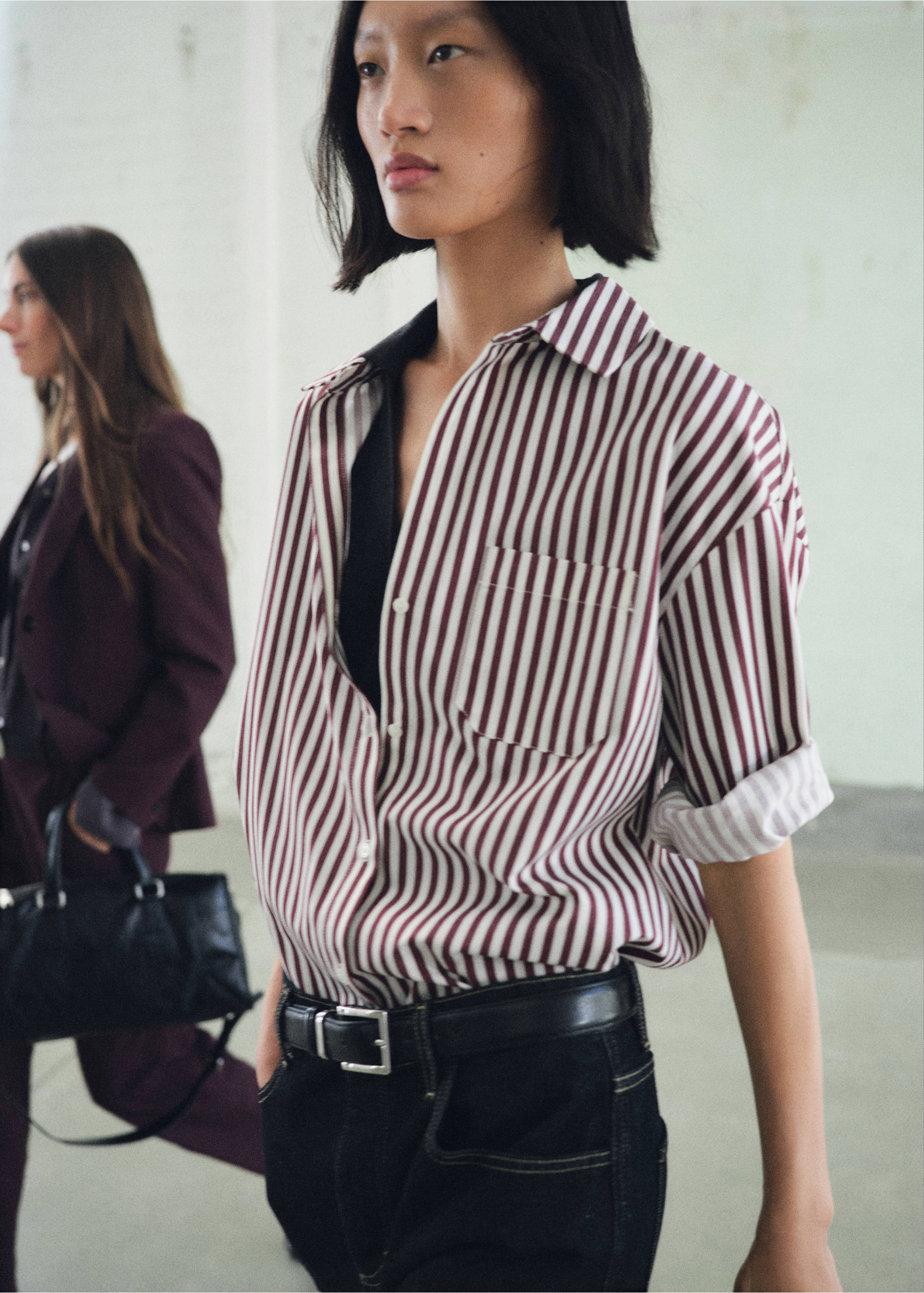 Pocket striped shirt - Medium plane, Ecru. Ref: 17035814-00.