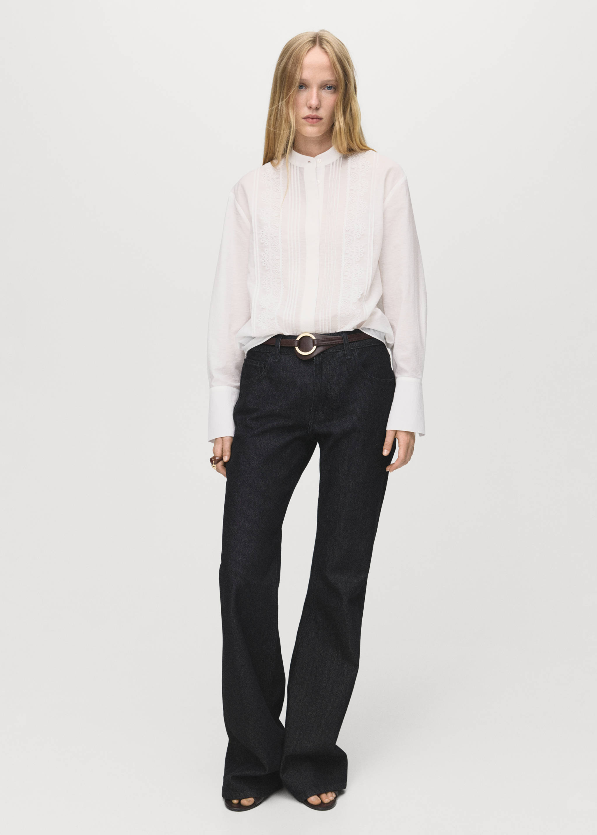 Blouse with lace trim details - General plane
