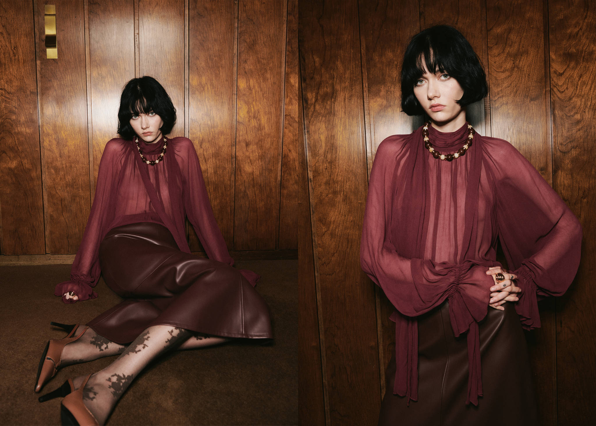 Semi-transparent blouse with foulard - Panoramic plane