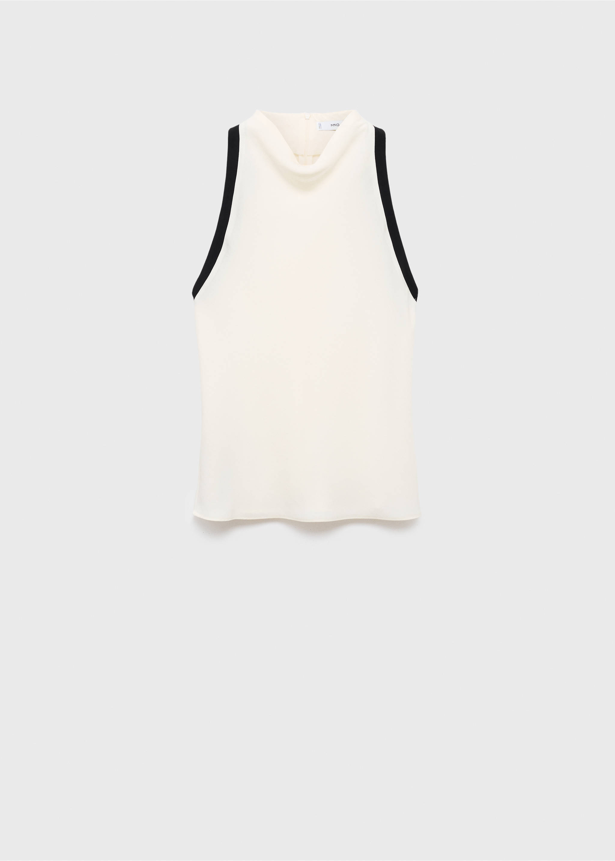 Chemisier col drapé liserés contraste - Article sans modèle, Écru. Ref: 17035818-00.