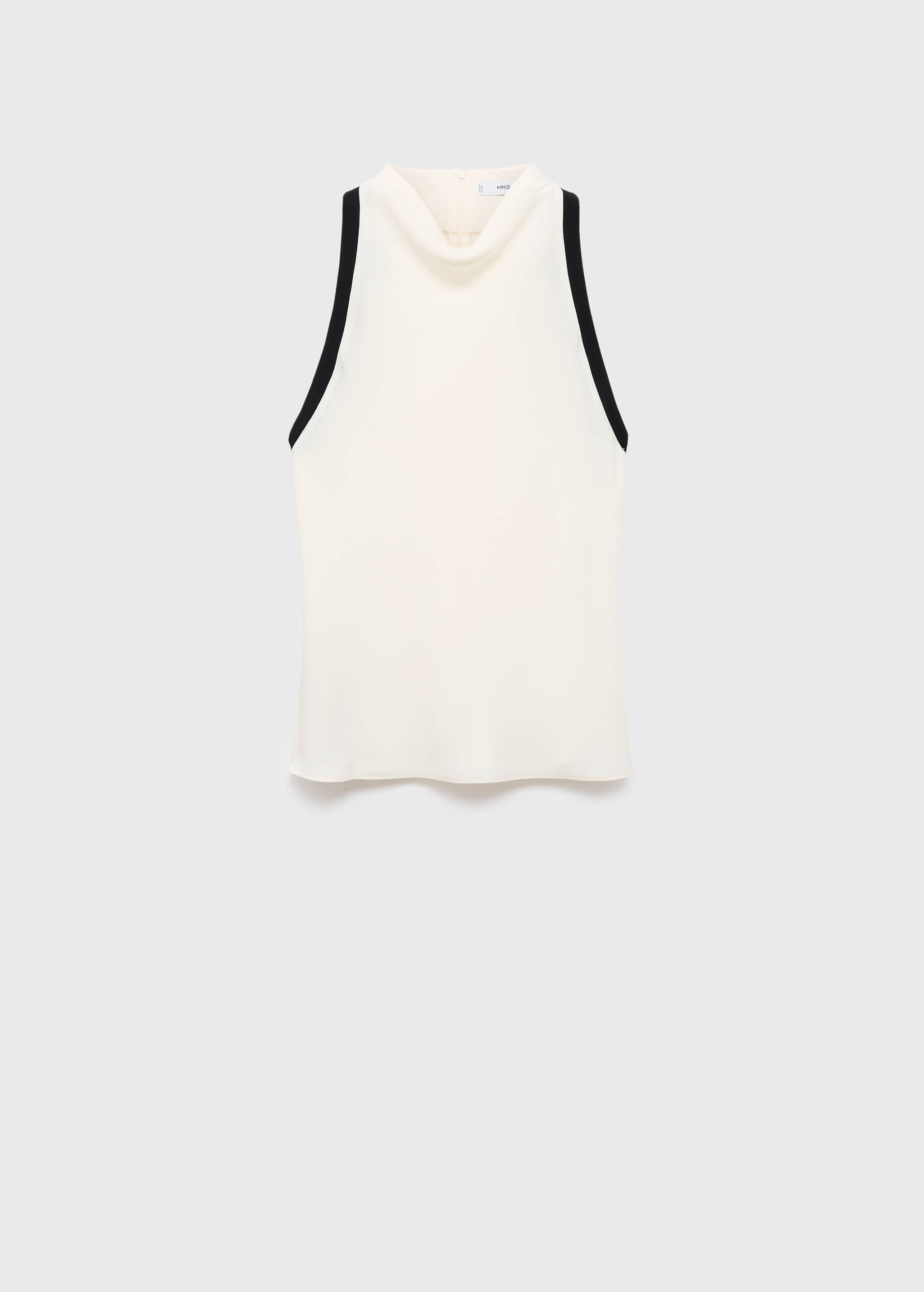 Blouse with draped collar and contrasting trim - Article without model