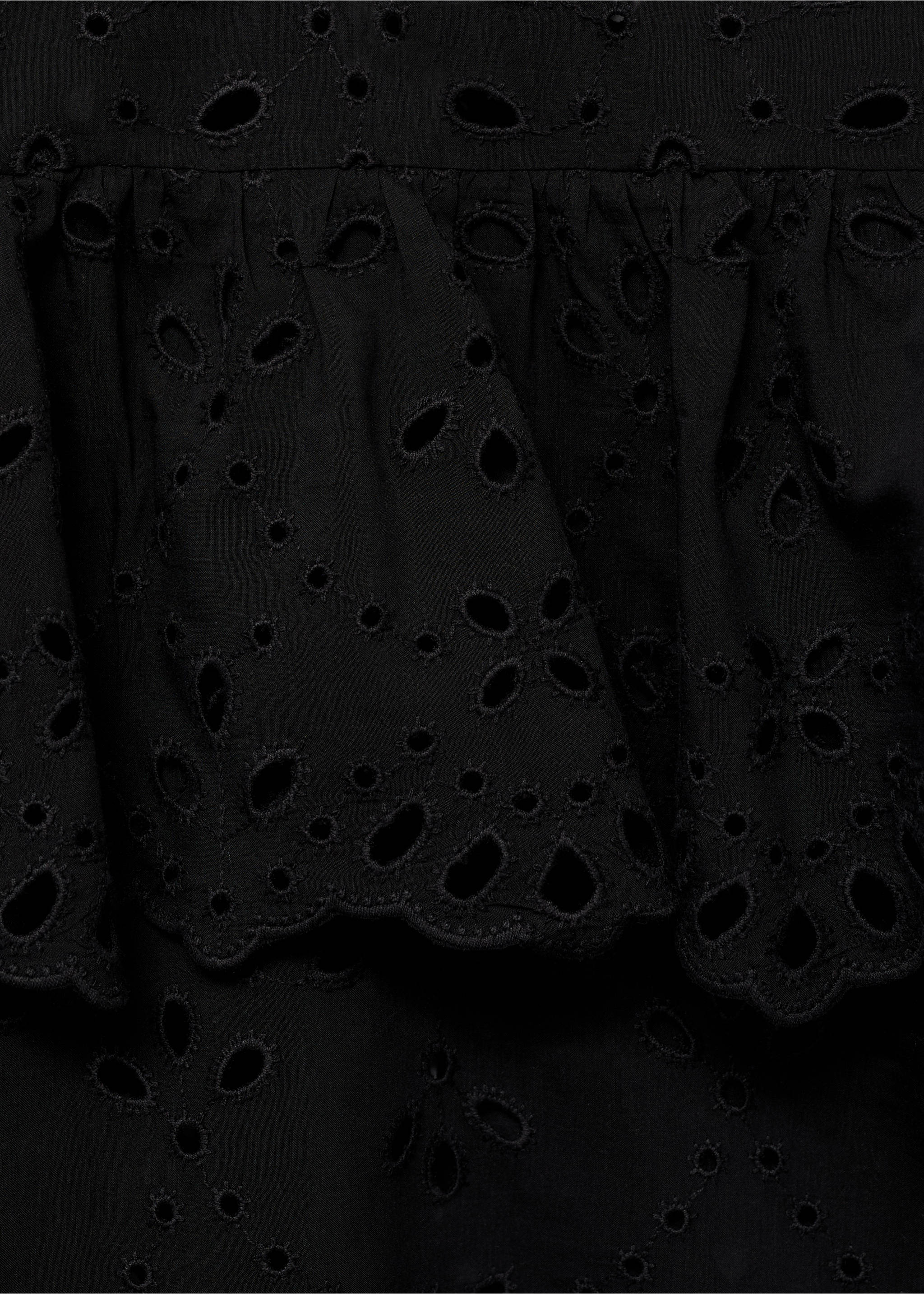 Blouse with embroidered eyelet ruffles - Details of the article 0, Black. Ref: 17035822-00.