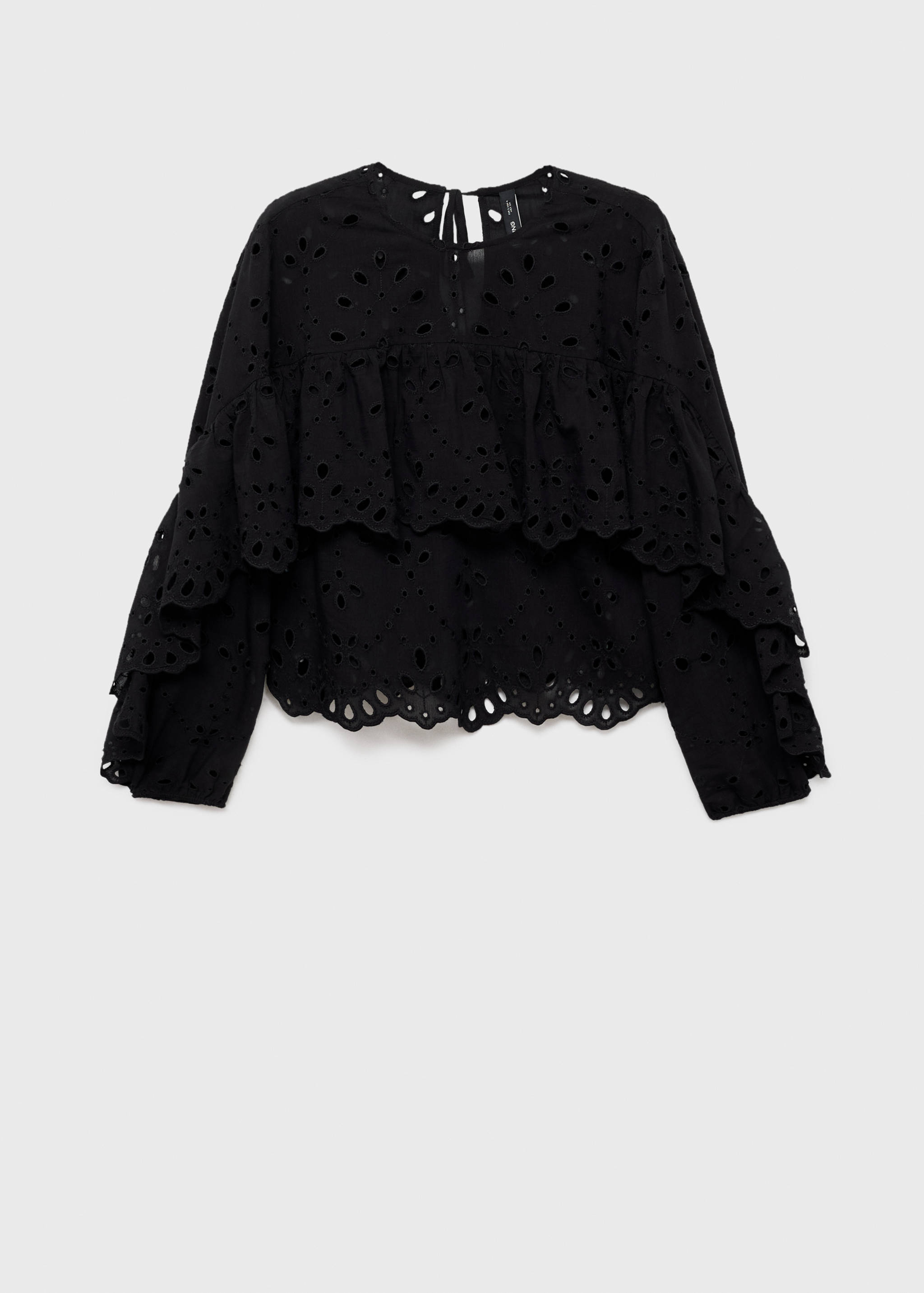 Blouse with embroidered eyelet ruffles - Article without model