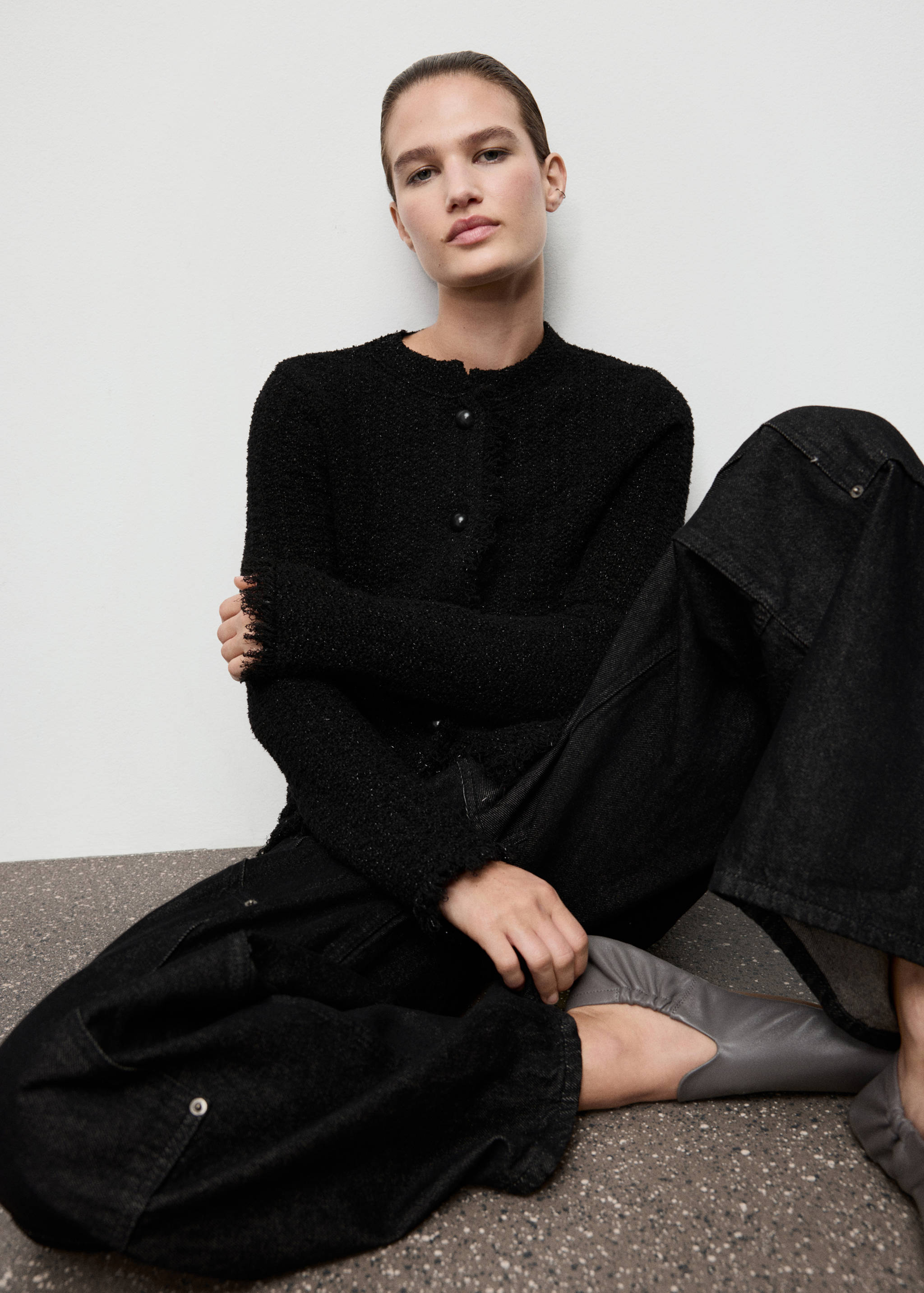 Cardigan en tweed bords effilochés - Détail de l'article 2