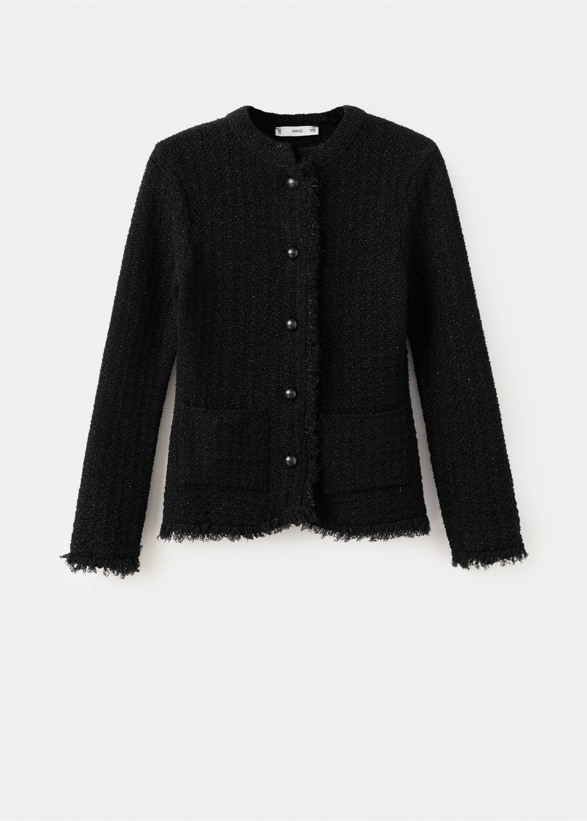 Cardigan en tweed bords effilochés - Article sans modèle, Noir. Ref: 17035826-00.