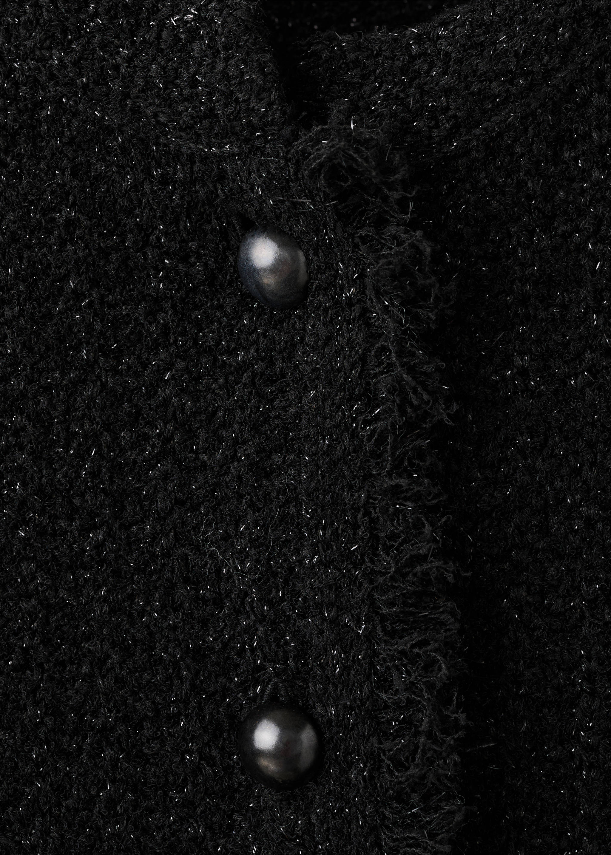 Cardigan en tweed bords effilochés - Détail de l'article 8, Noir. Ref: 17035826-00.