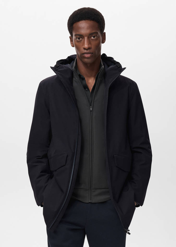 Packable water-repellent padded Thermolite® parka — Navy