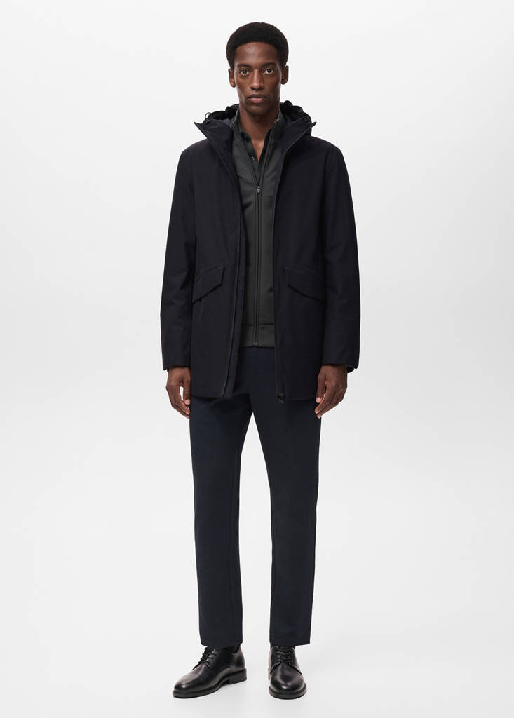 Packable water-repellent padded Thermolite® parka — Navy