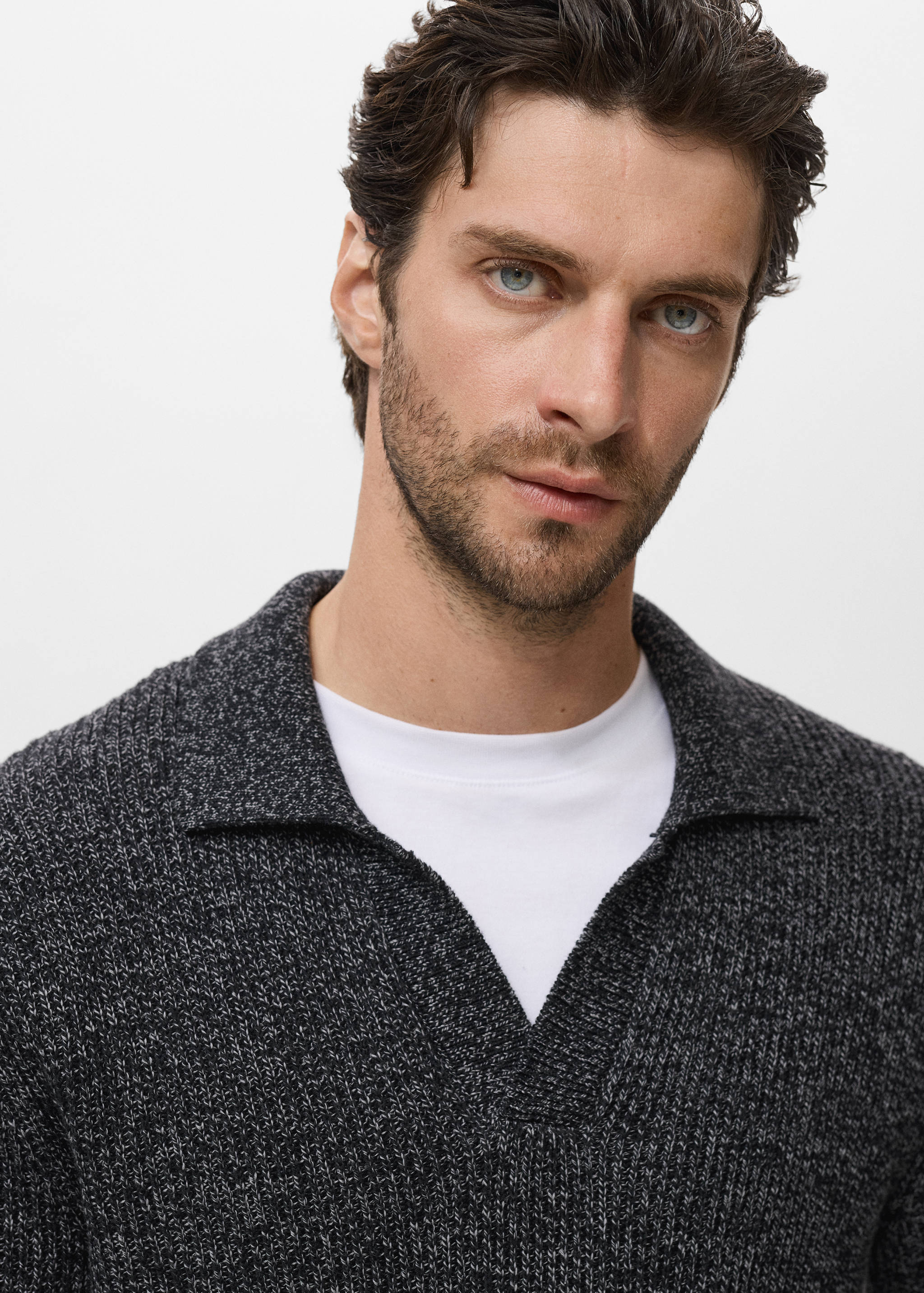 100% cotton polo-neck sweater - Details of the article 1