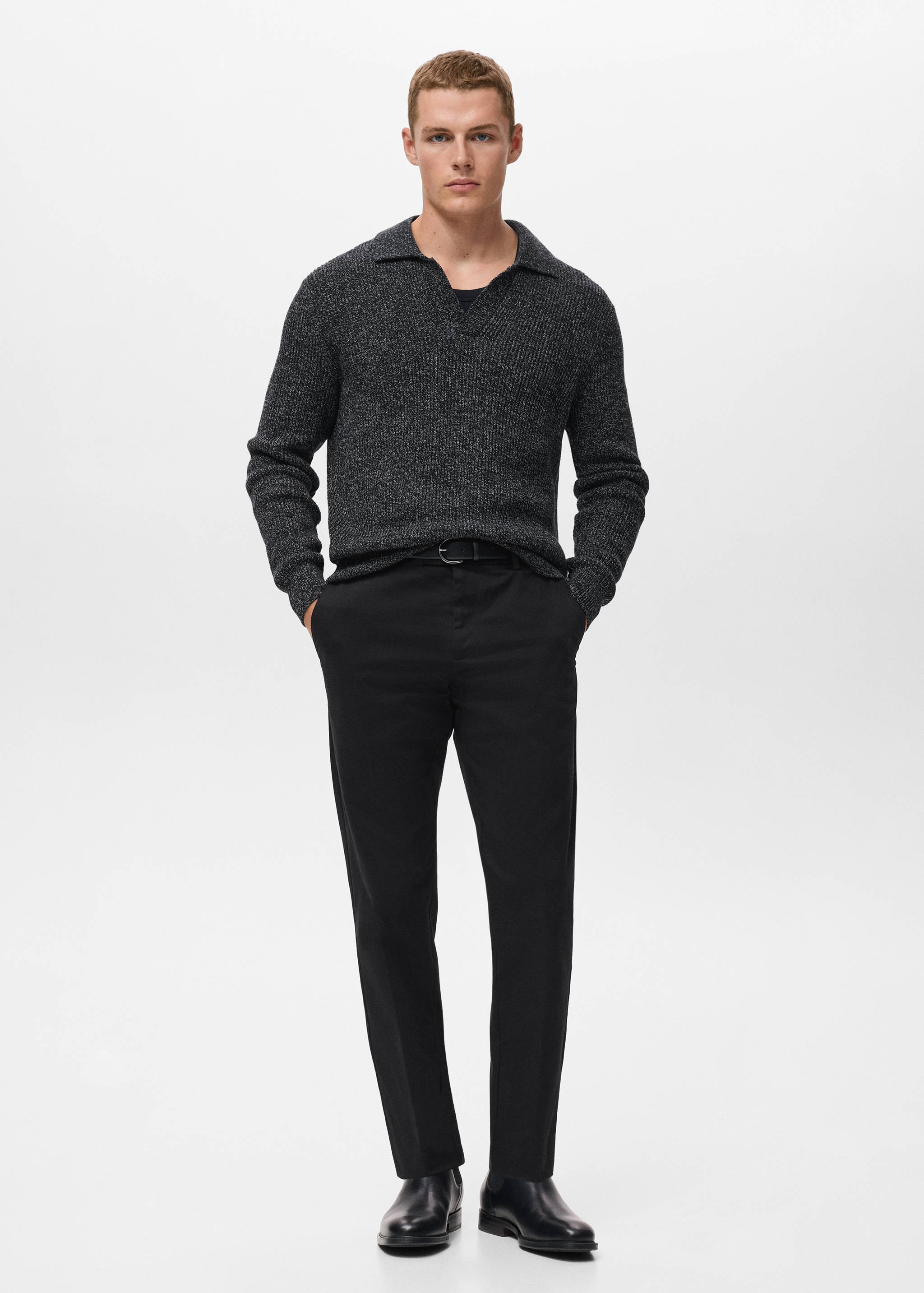 100% cotton polo-neck sweater - General plane