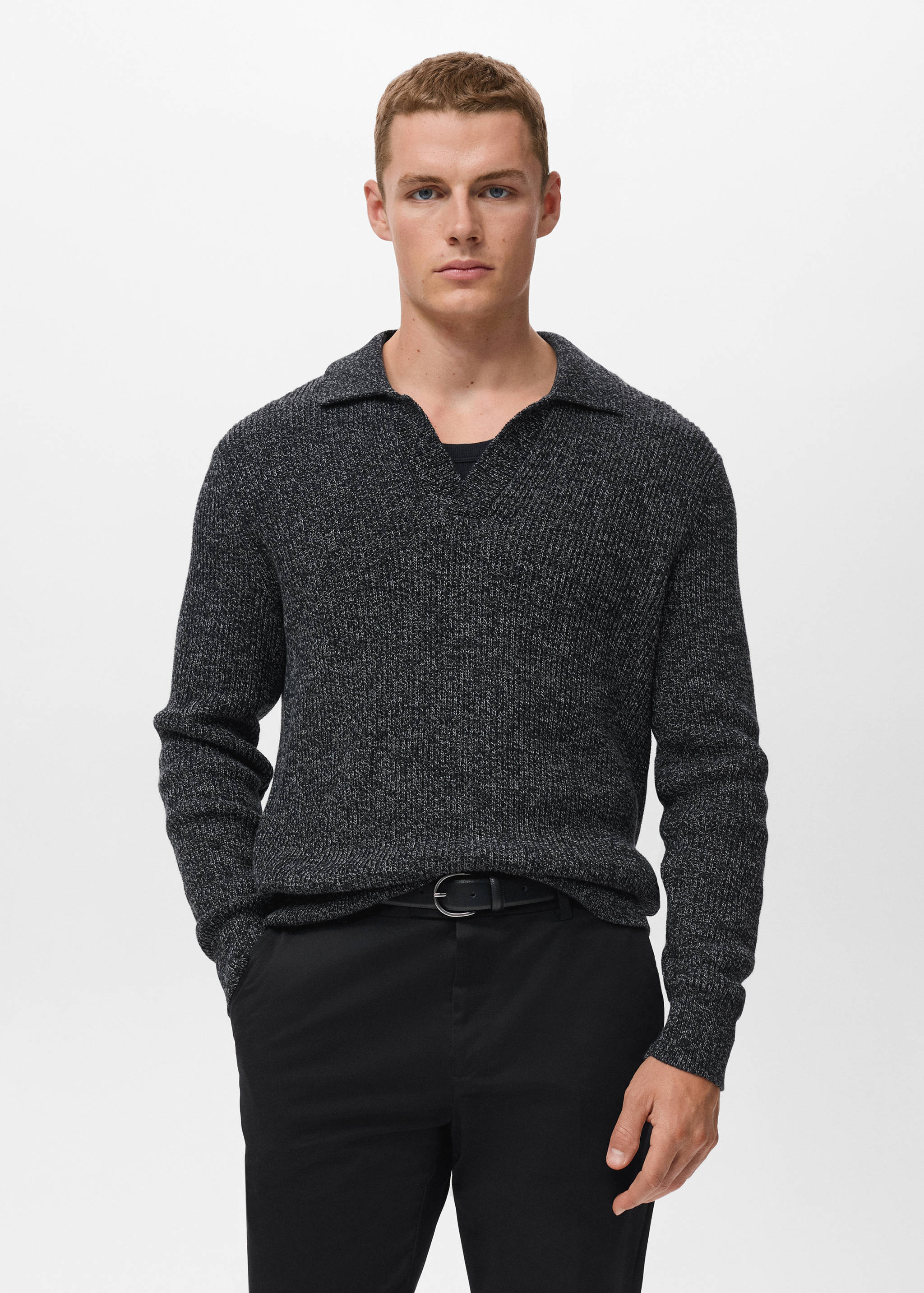 100% cotton polo-neck sweater - Medium plane