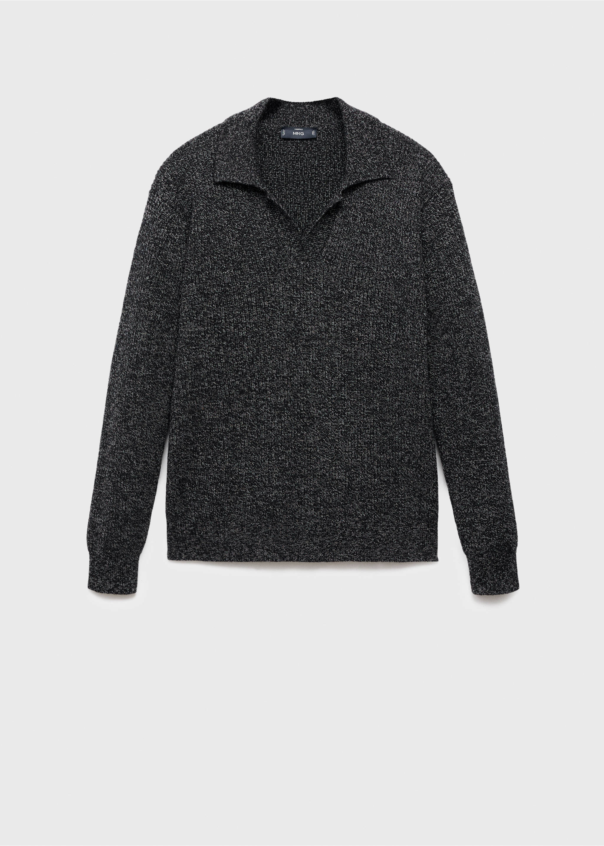 100% cotton polo-neck sweater - Article without model, Dark Heather Grey. Ref: 17035973-00.