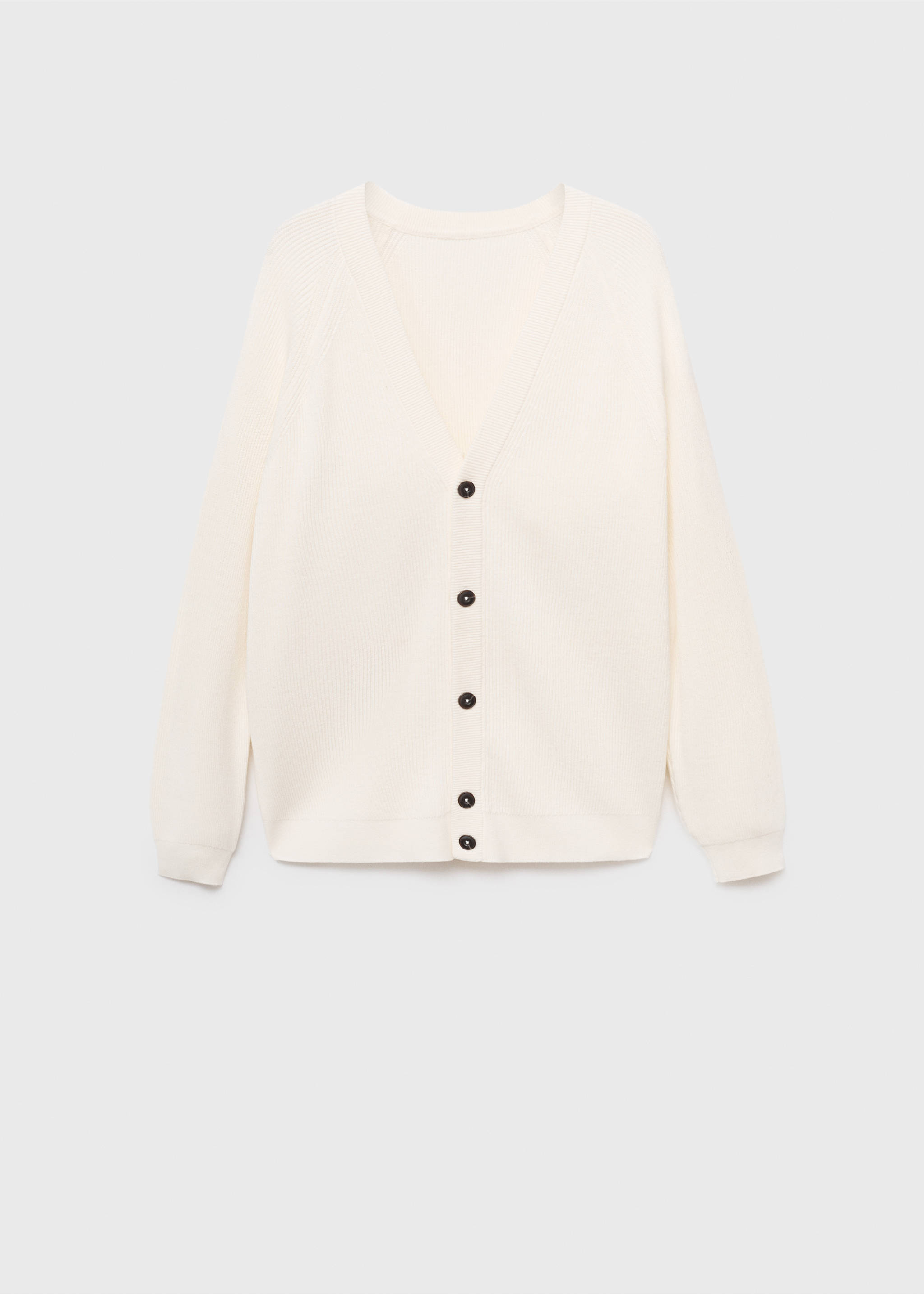 系扣罗纹针织开襟毛衣 - null, 灰白. Ref: 17035974-00.