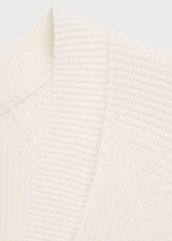 Ribbed knitted cardigan with buttons — Off White