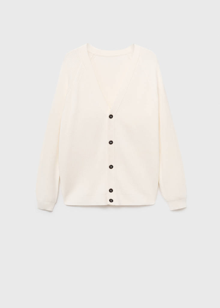 Ribbed knitted cardigan with buttons — Off White
