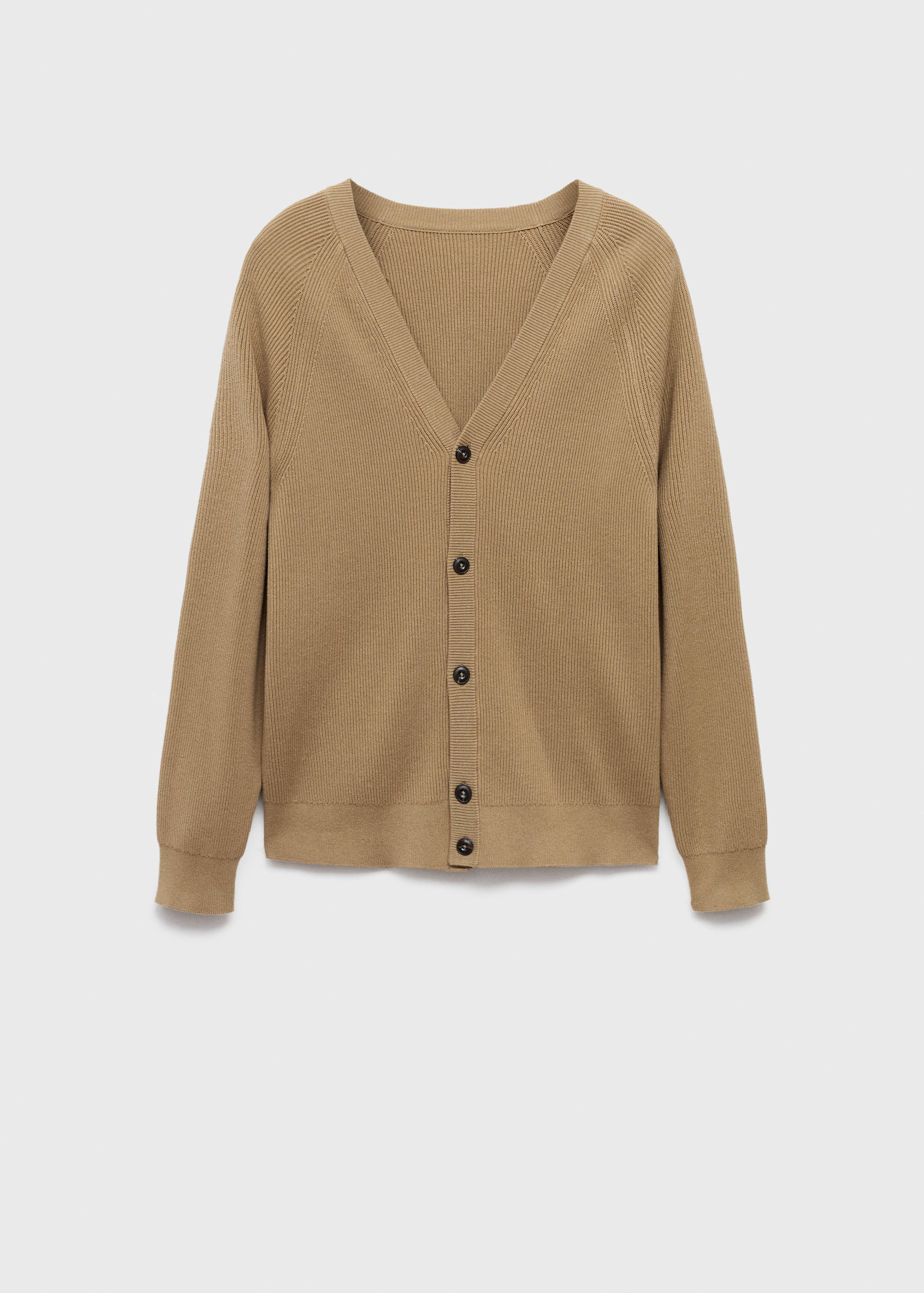 Ribbstickad cardigan knappar - Artikel utan modell