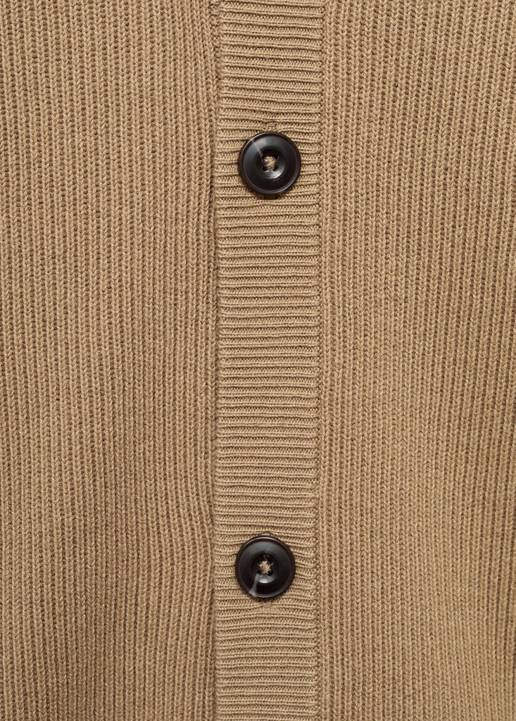 Ribbed knitted cardigan with buttons — Beige
