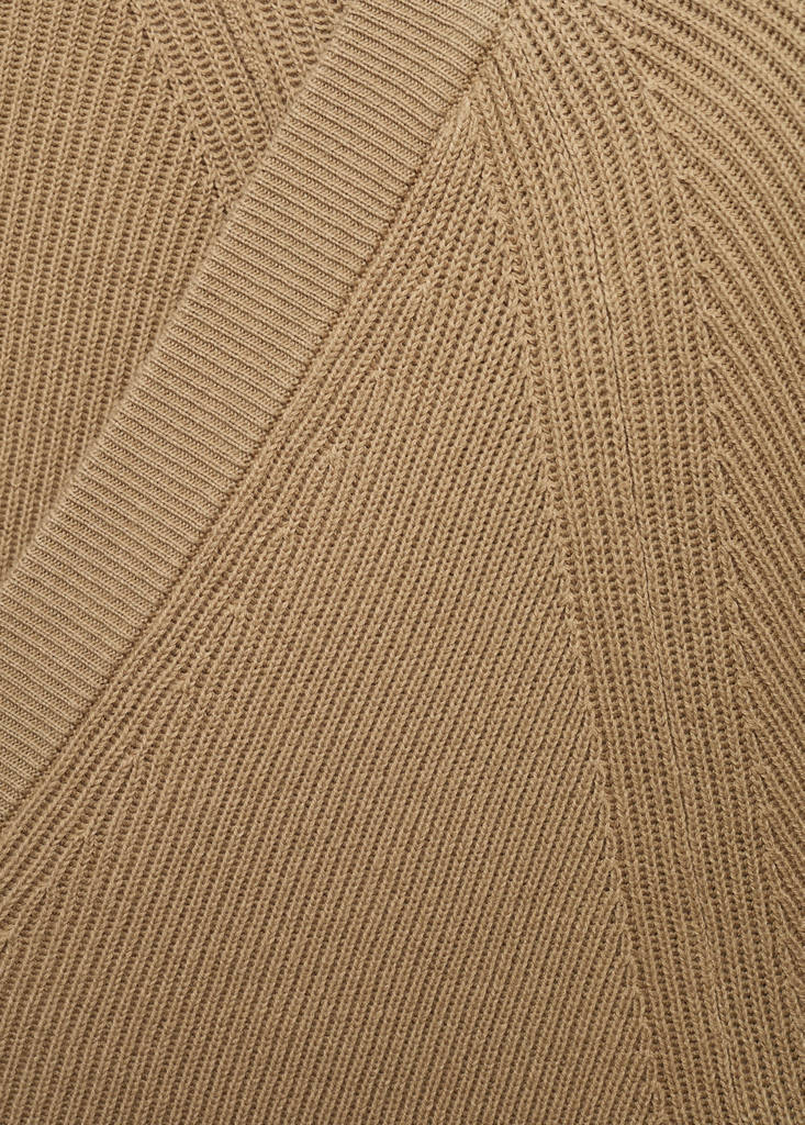 Ribbed knitted cardigan with buttons — Beige