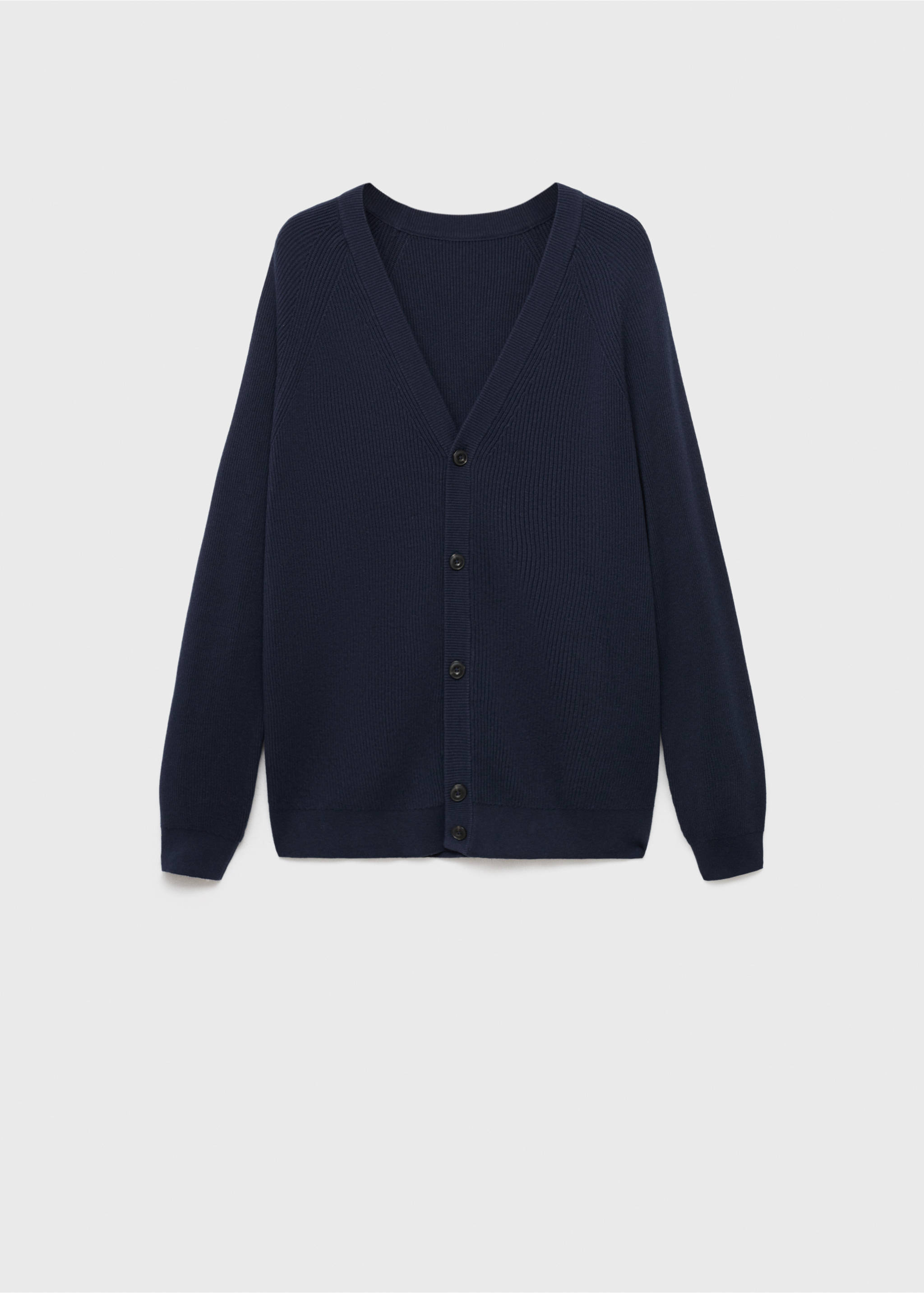 系扣罗纹针织开襟毛衣 - null, 海军蓝. Ref: 17035974-00.