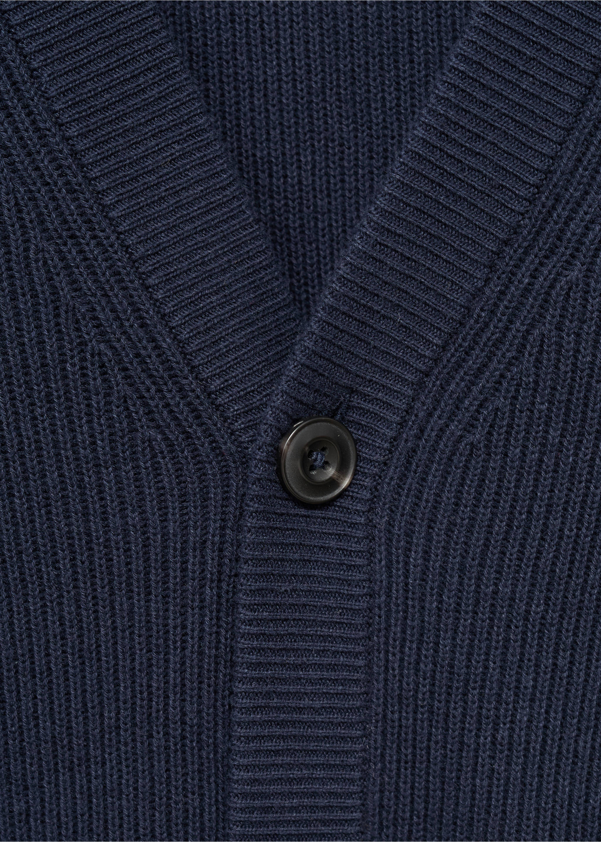 系扣罗纹针织开襟毛衣 - null, 海军蓝. Ref: 17035974-00.